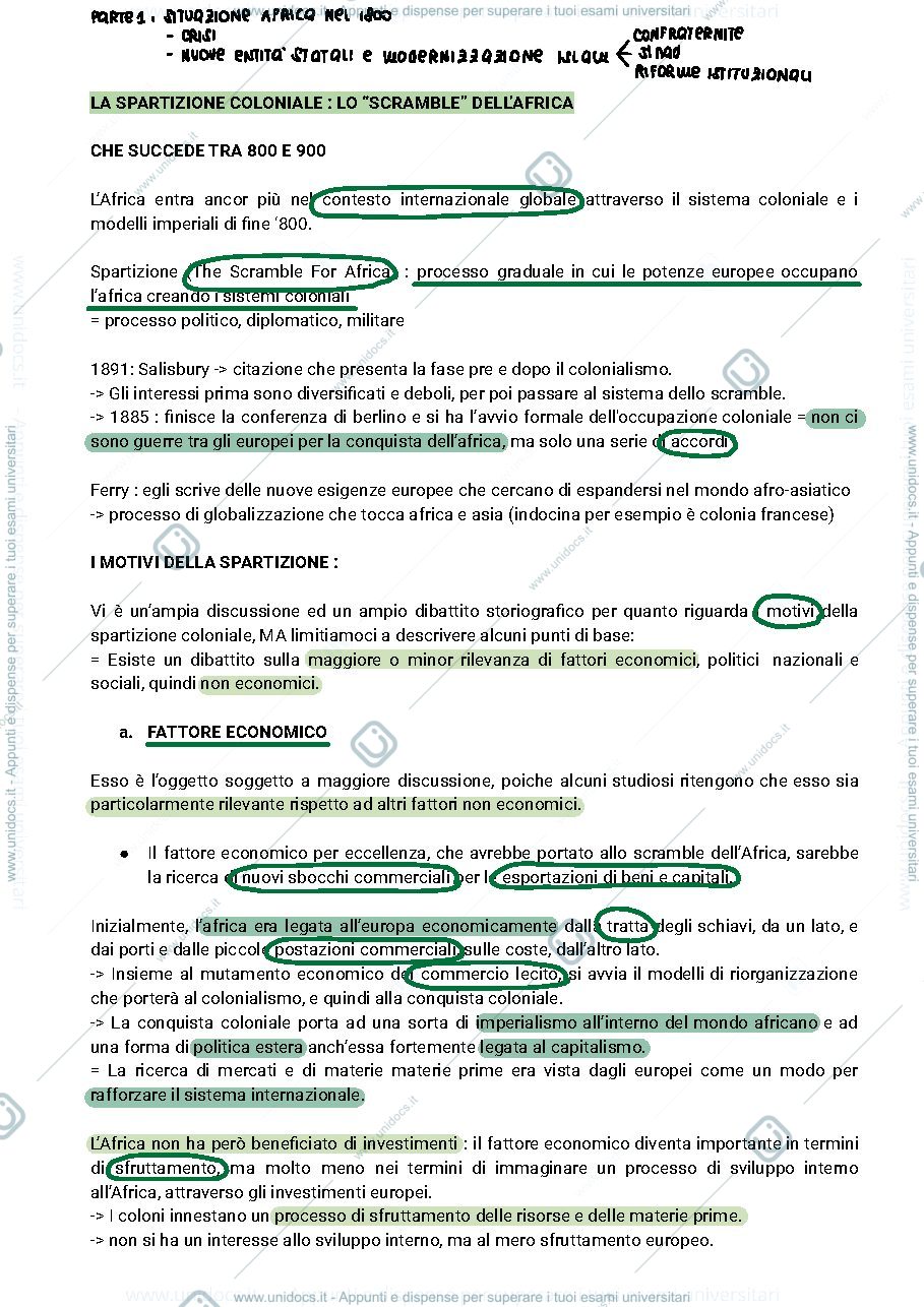 Anteprima pagina 1 — AFRICA NELLA STORIA POLITICA INTERNAZIONALE colonizzazione