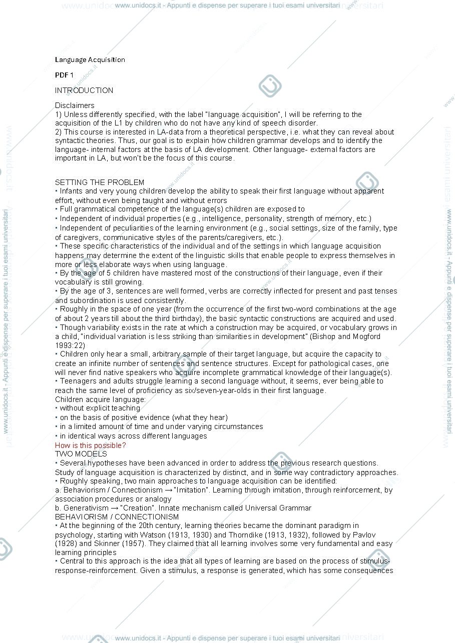 Anteprima pagina 1 — Langguage acquısıtıon