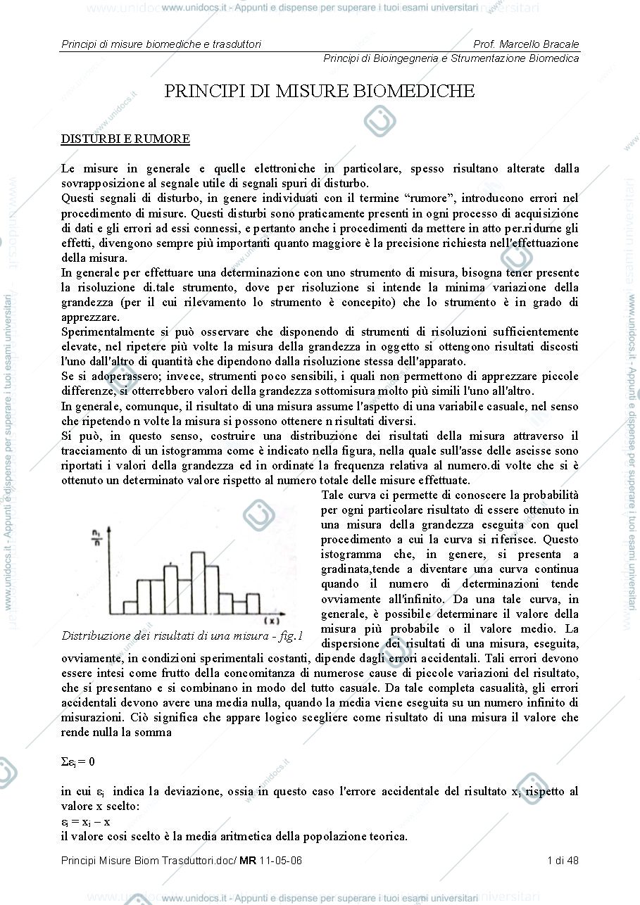 Anteprima pagina 1 — Principi Misure Biom Trasduttori