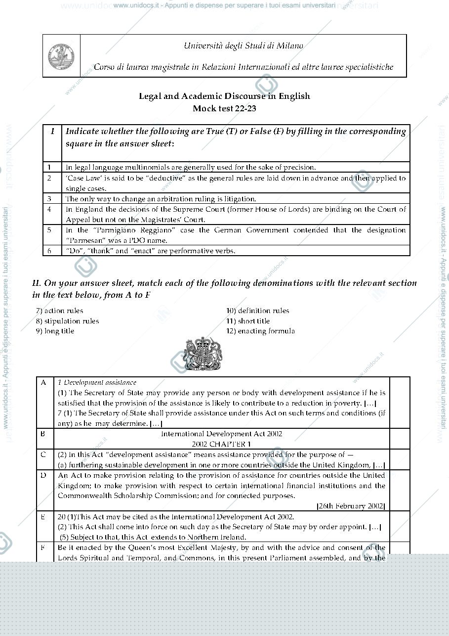 Anteprima pagina 1 — Legal mock test