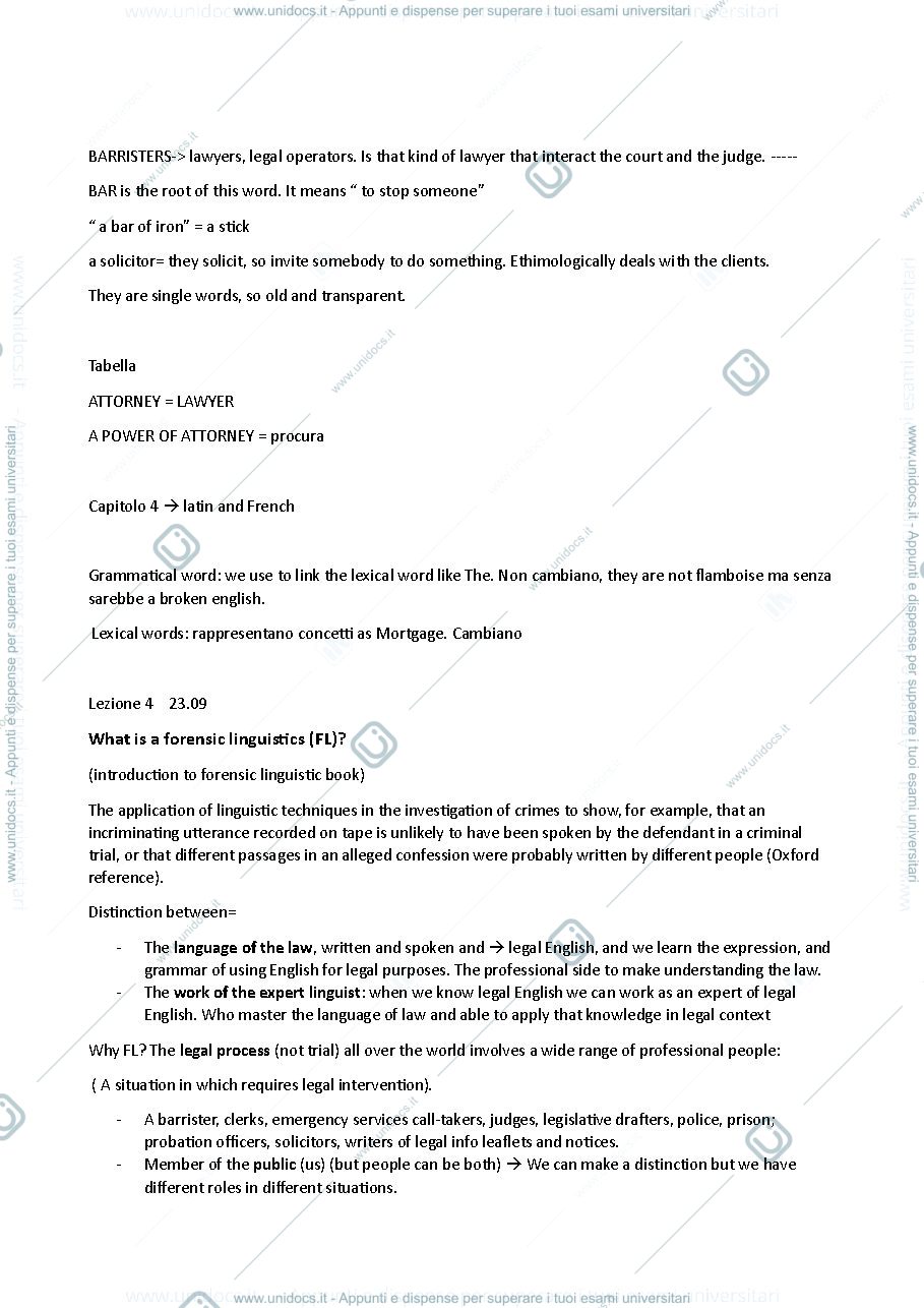 Anteprima pagina 3 — legal english appunti prime lezioni 
