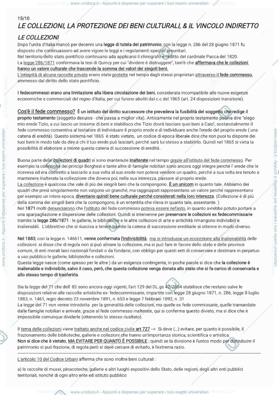 Anteprima pagina 1 — Collezioni, protezione beni e vincolo indiretto