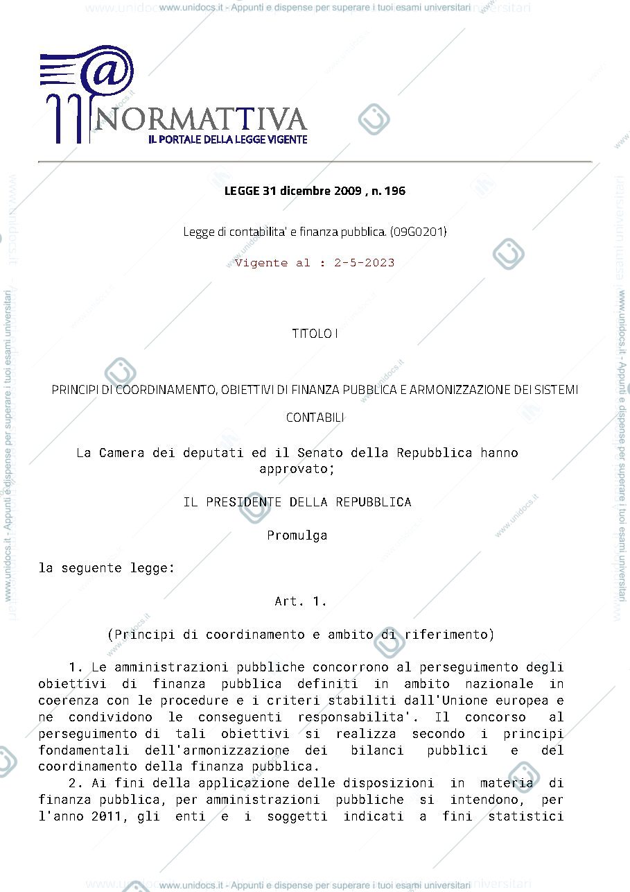 Anteprima pagina 1 — legge di contabilità dello stato 
