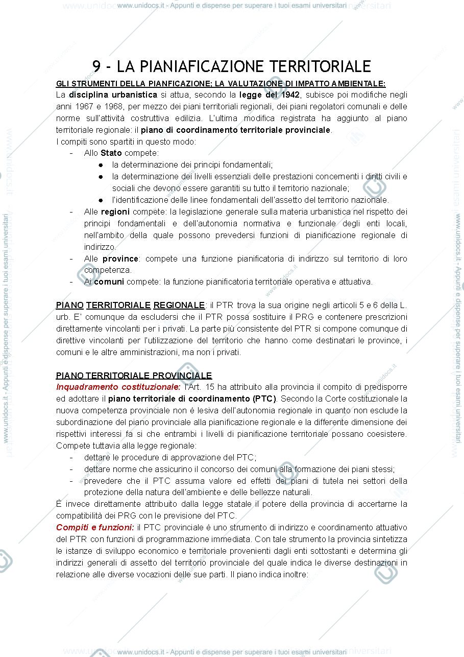 Anteprima pagina 1 — Riassunto "Diritto per il governo e il territorio"