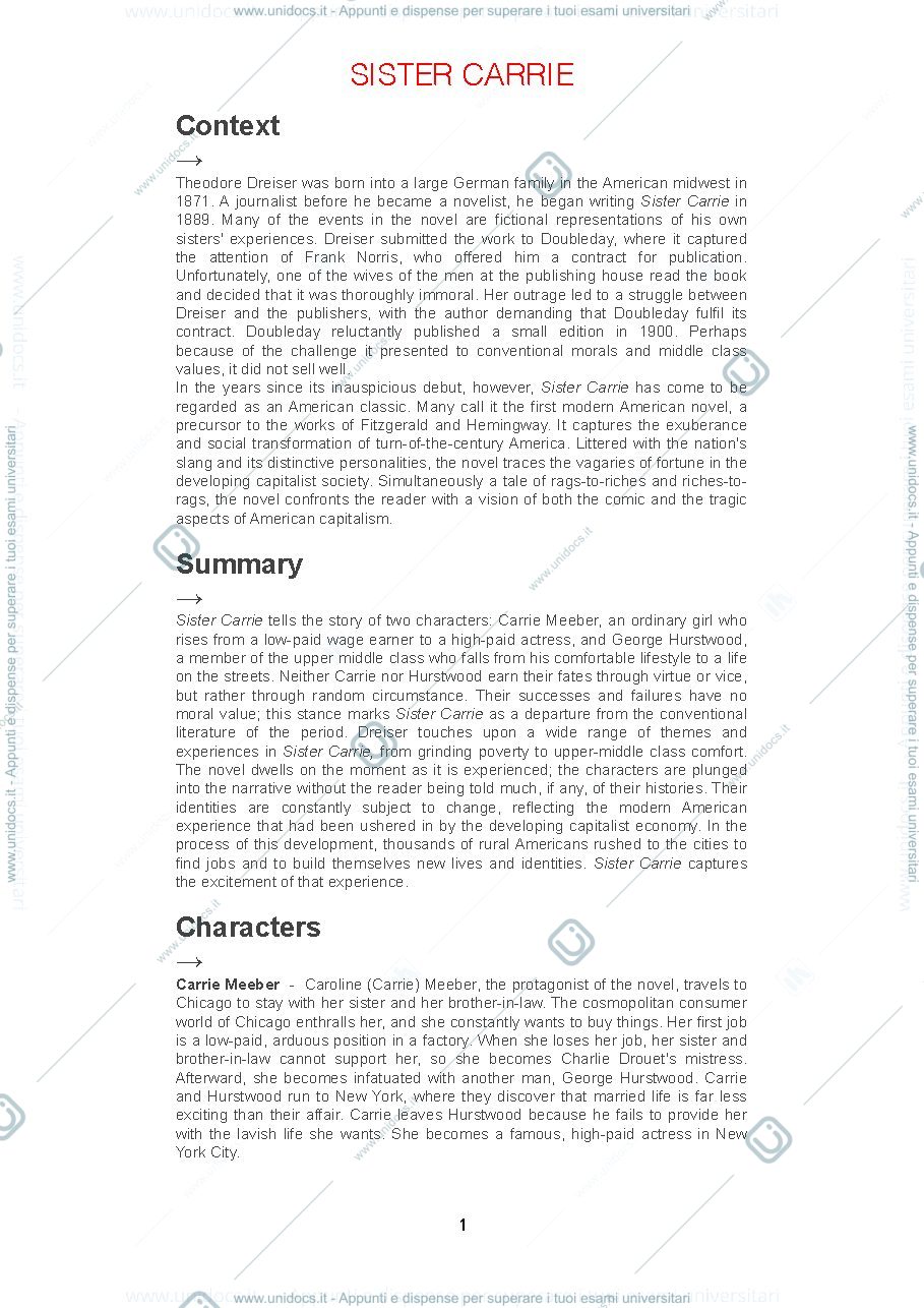Anteprima pagina 1 — Sister Carrie