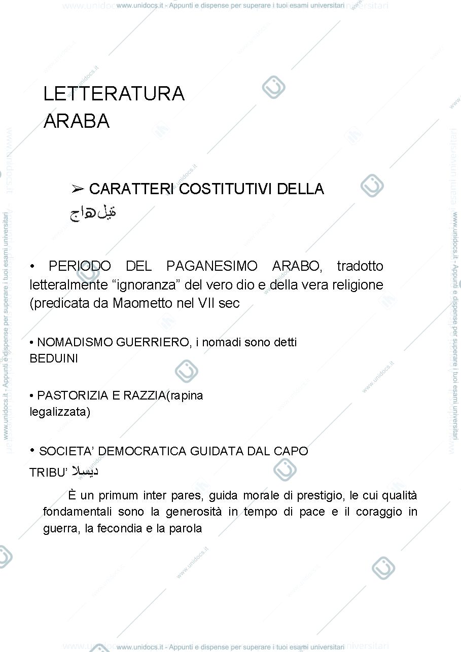Anteprima pagina 1 — LETTERATURA ARABA 1