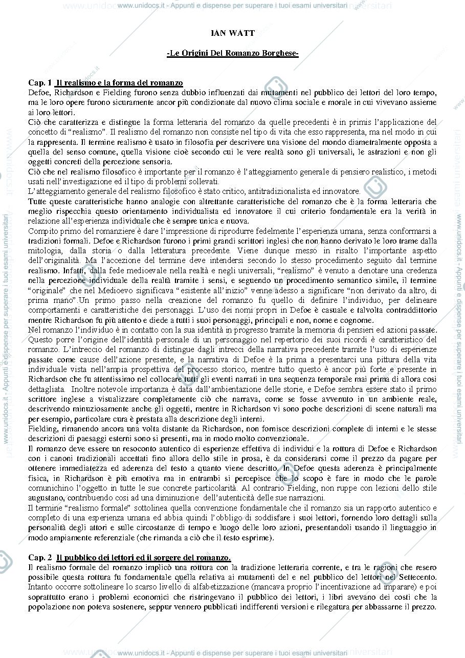 Anteprima pagina 1 — WATT LE ORIGINI DEL ROMANZO BORGHESE