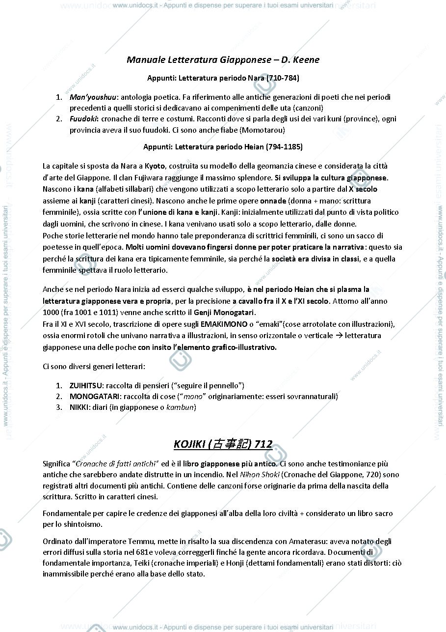 Anteprima pagina 1 — Riassunto parziale del manuale D. Keene