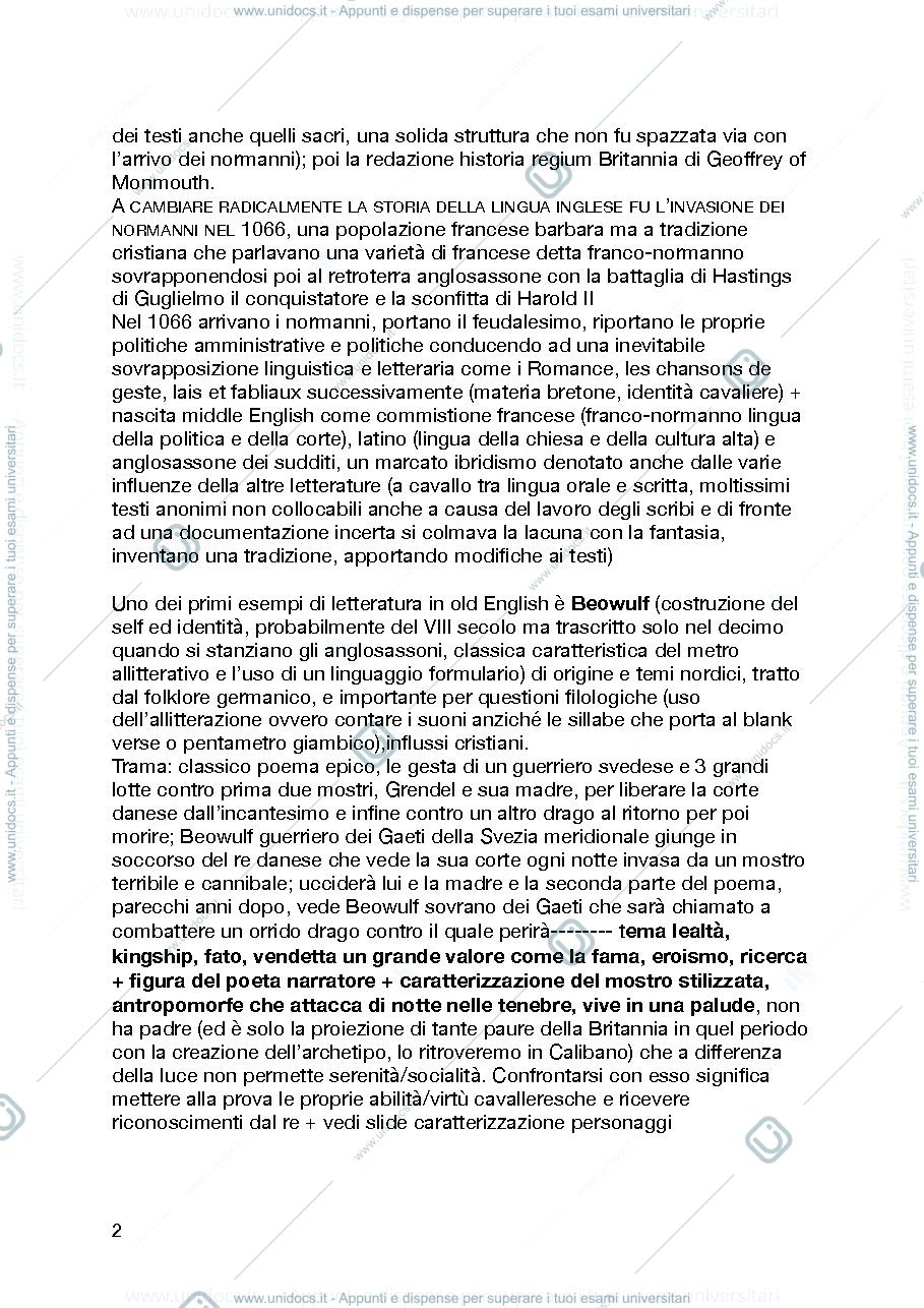 Anteprima pagina 2 — letteratura inglese 1