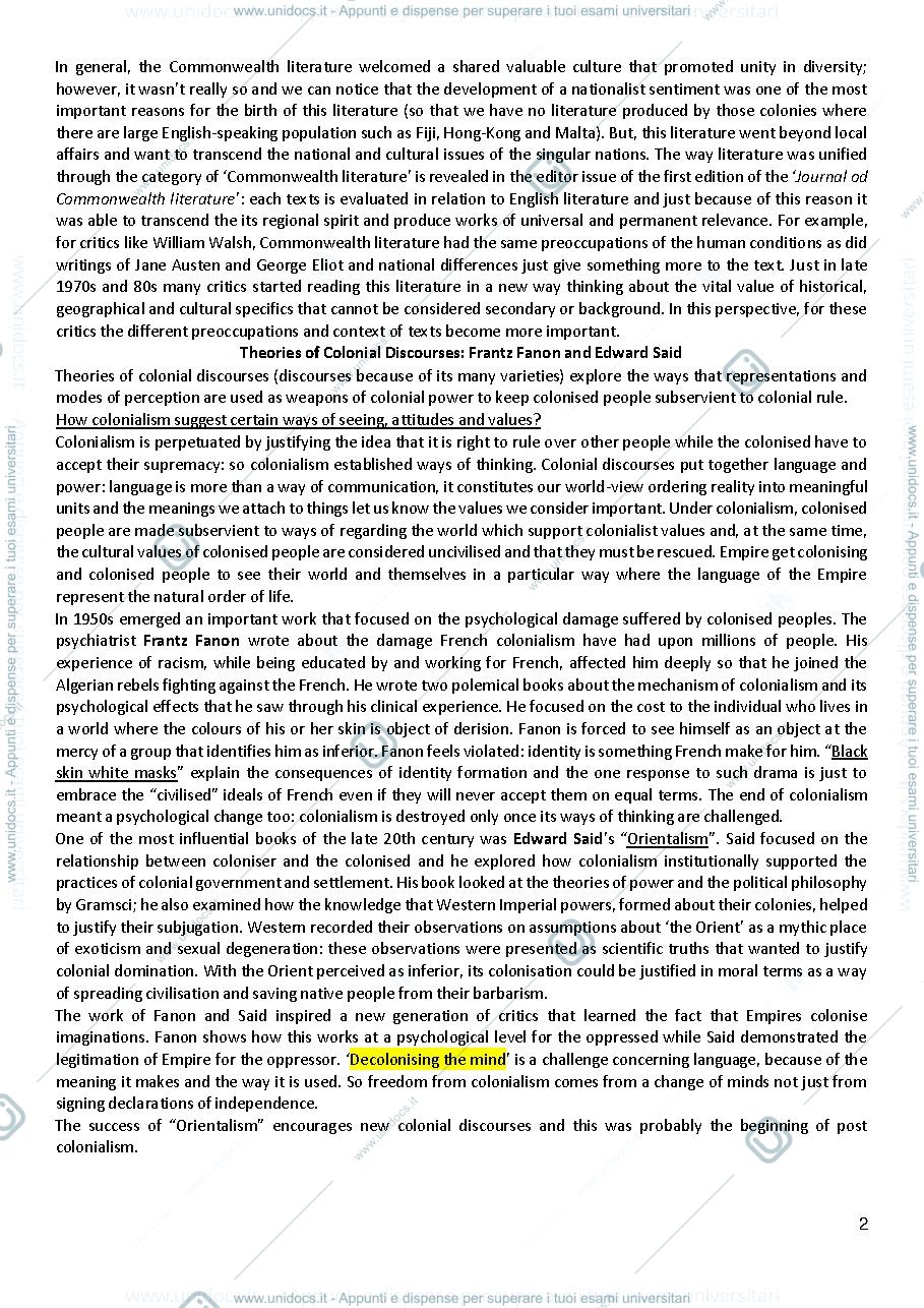 Anteprima pagina 2 — Riassunto del libro Beginning Post colonialism