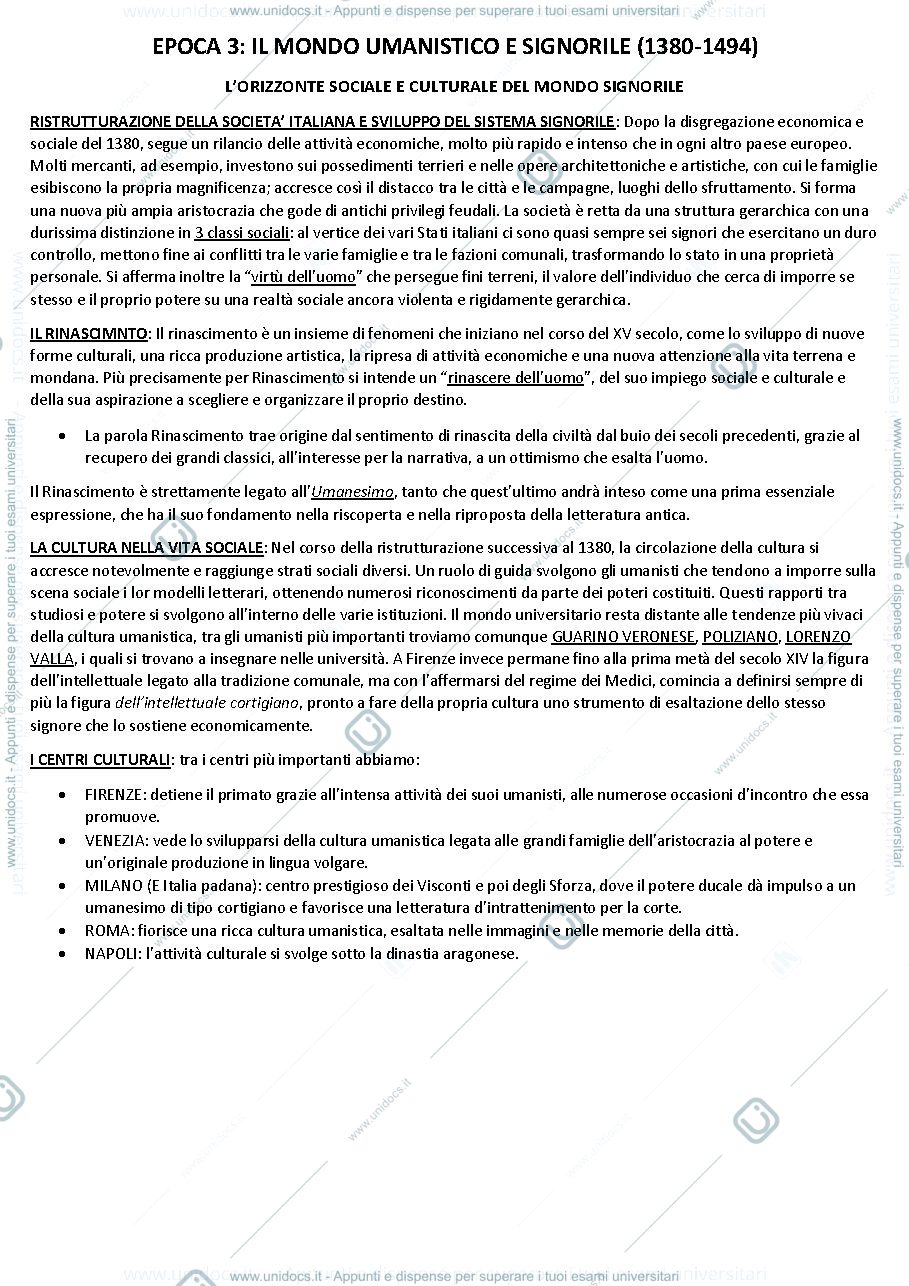 Anteprima pagina 1 — LETTERATURA ITALIANA: Riassunto epoca 3 - Profilo storico della letteratura italiana - Giulio Ferroni