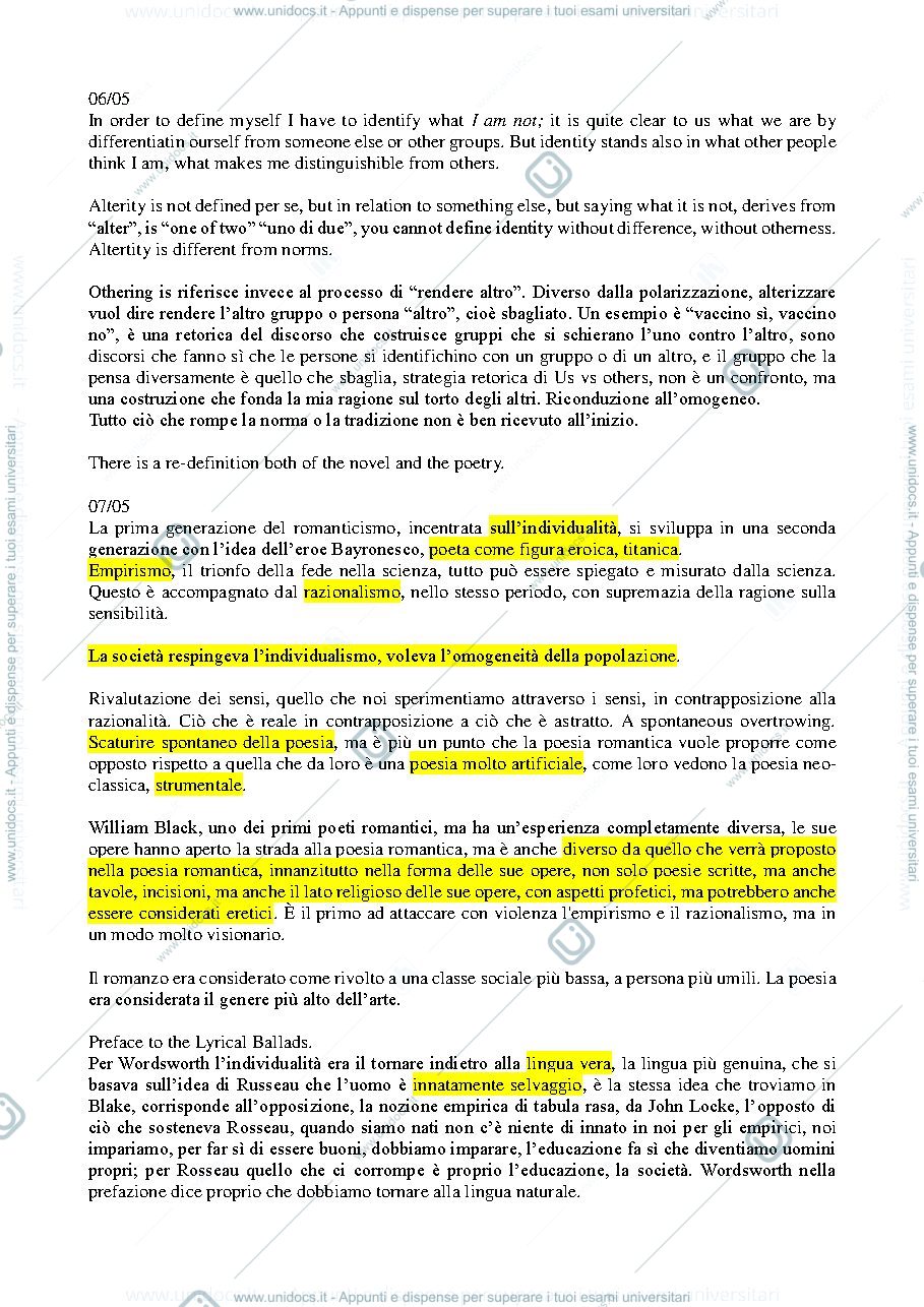 Anteprima pagina 1 — Appunti di Letteratura Inglese C modulo 2.