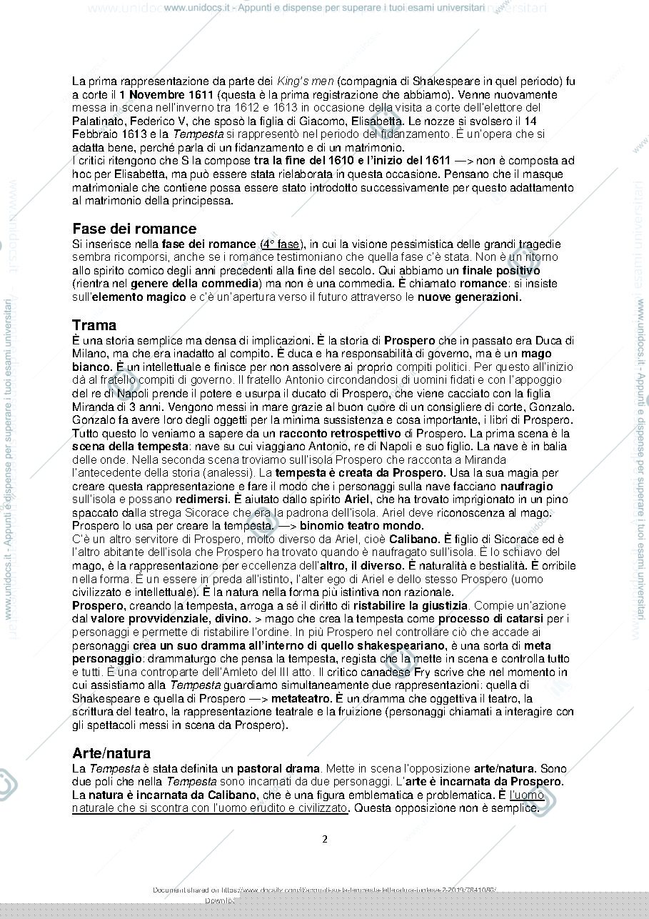 Anteprima pagina 3 — Appunti Tempesta - Letteratura Inglese 2