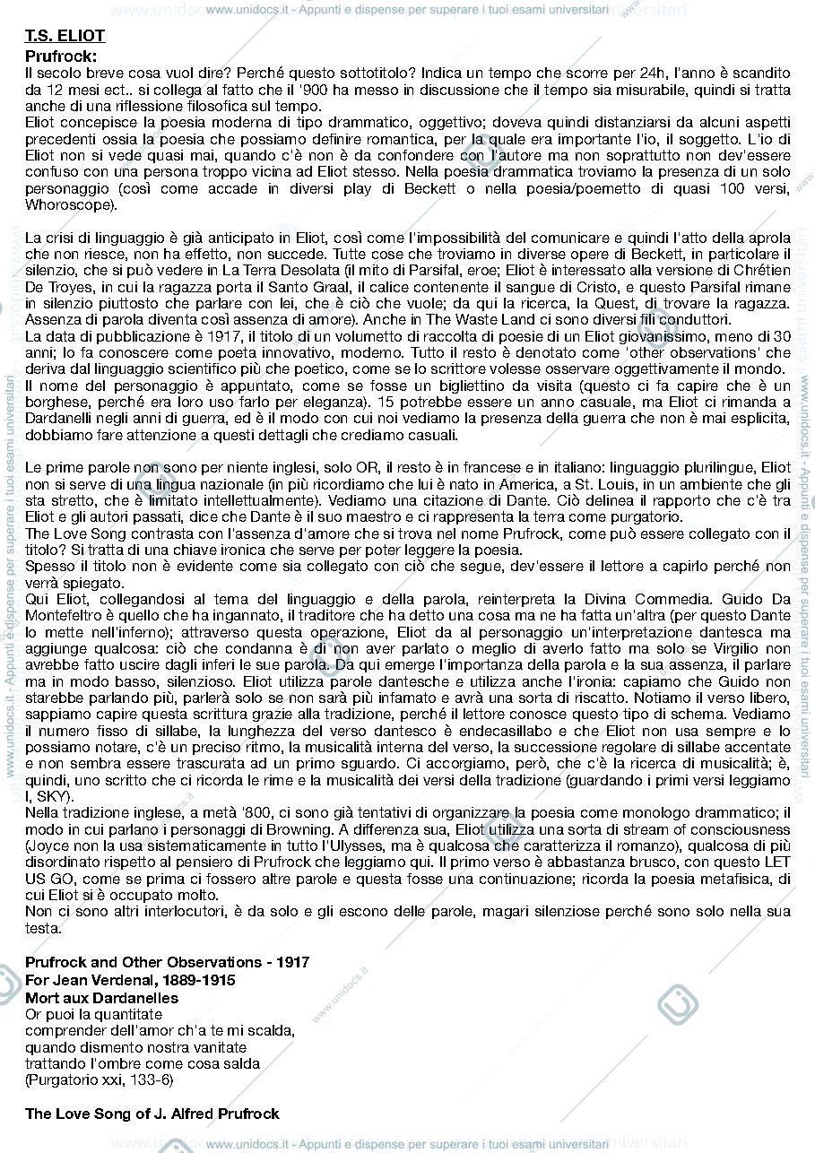 Anteprima pagina 1 — Letterature inglese III, Martino