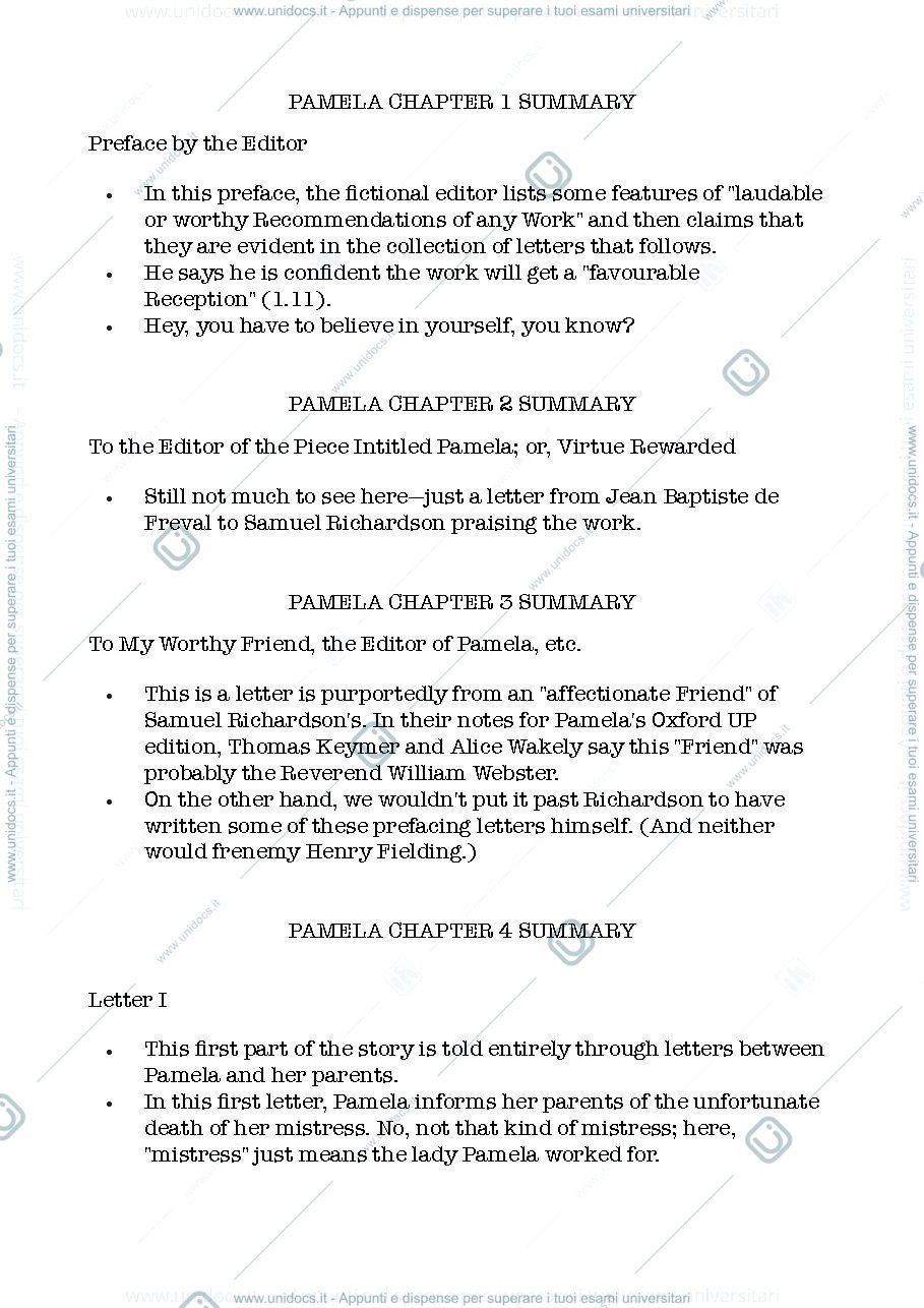 Anteprima pagina 1 — riassunto pamela