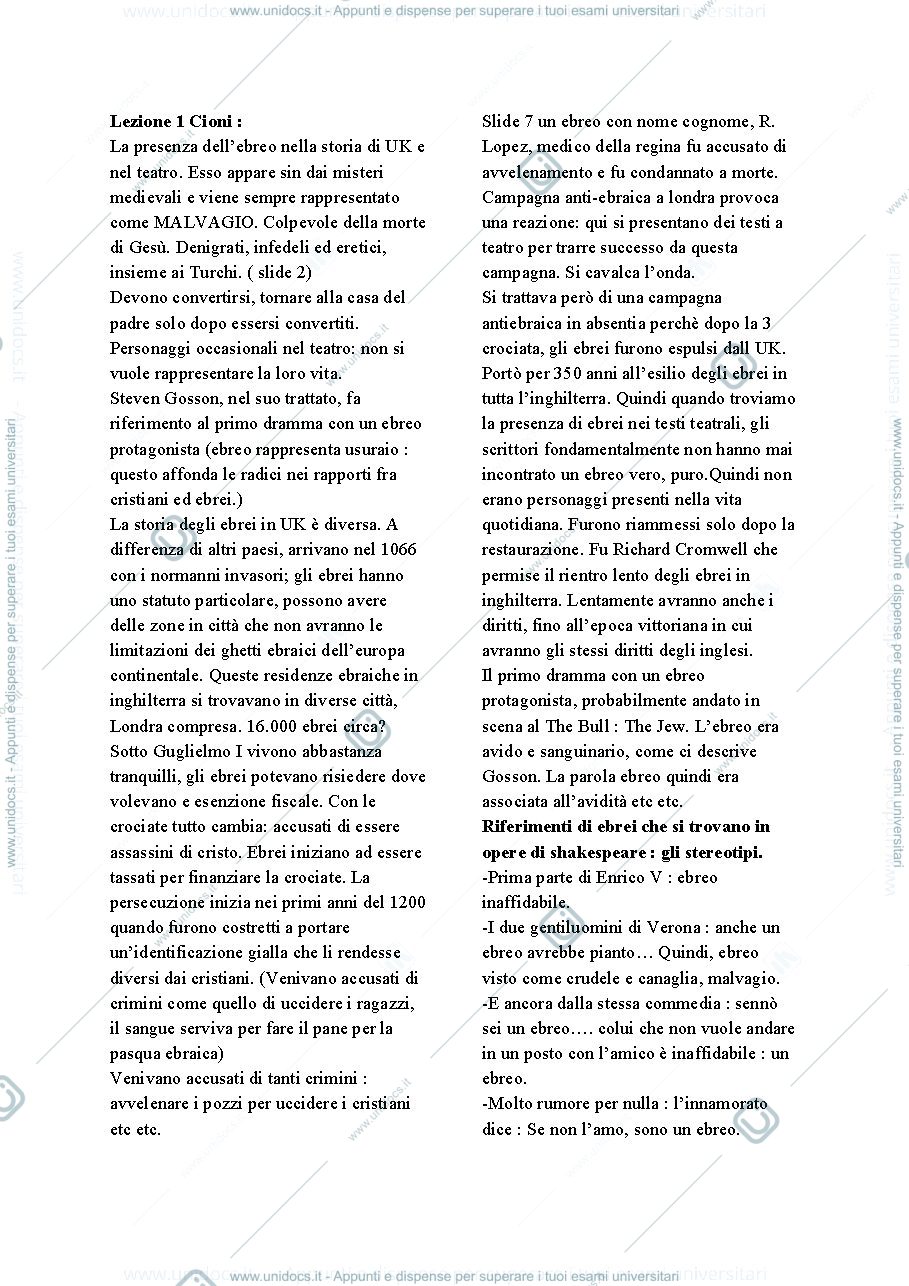 Anteprima pagina 1 — Shakespeare Il Mercante di Venezia e L'ebreo di Malta, Marlowe. Anno 2020 prof Cioni