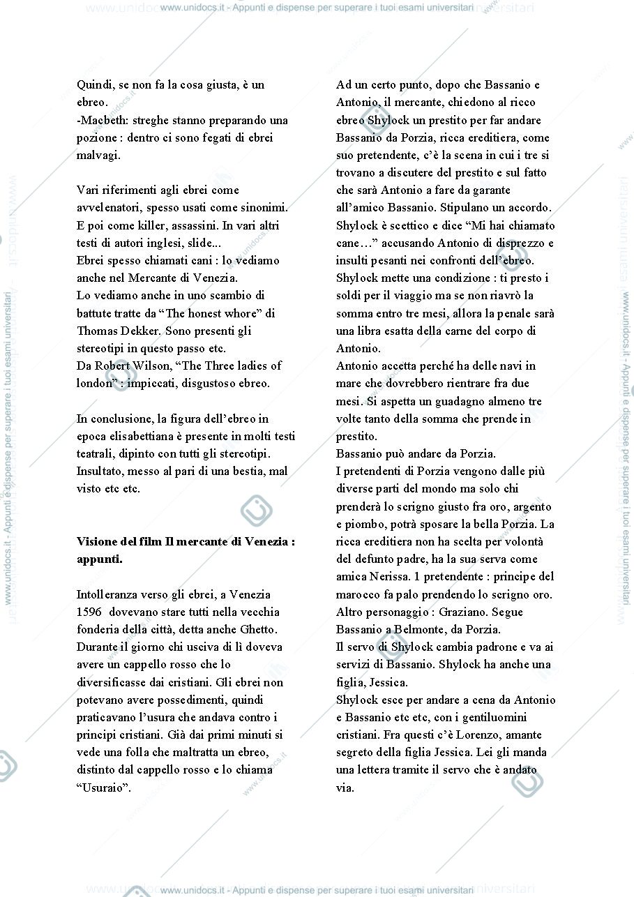 Anteprima pagina 2 — Shakespeare Il Mercante di Venezia e L'ebreo di Malta, Marlowe. Anno 2020 prof Cioni