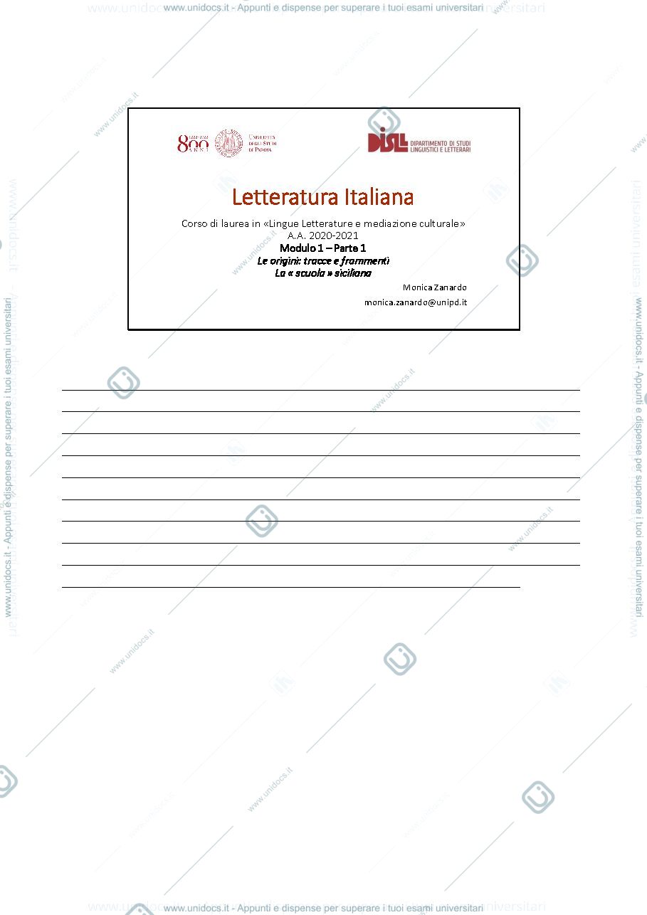 Anteprima pagina 1 — Dalle Origini a Giacomo da Lentini