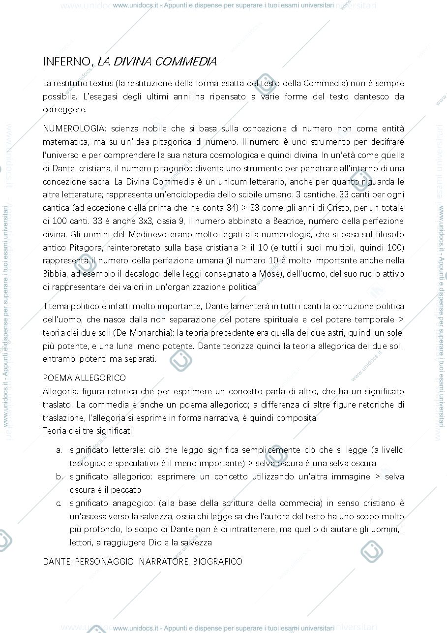 Anteprima pagina 1 — Canti I-X Inferno Dante