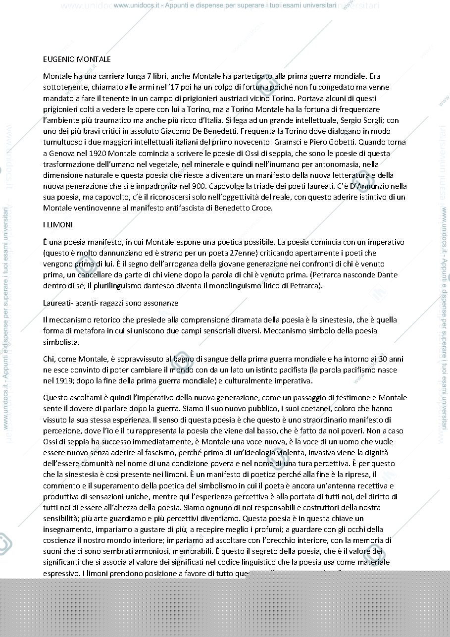 Anteprima pagina 1 — I limoni - Eugenio Montale 
