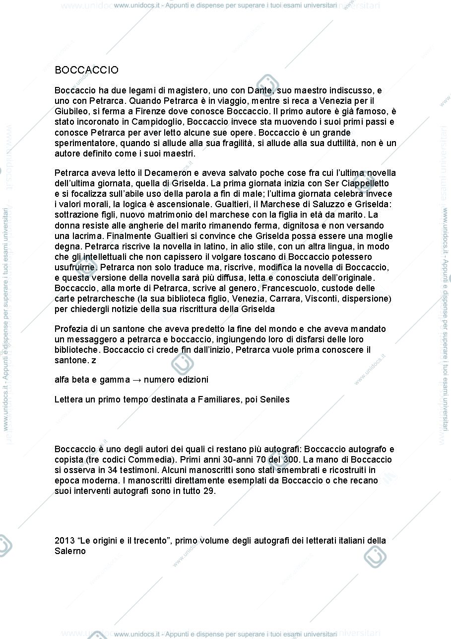 Anteprima pagina 1 — BOCCACCIO appunti