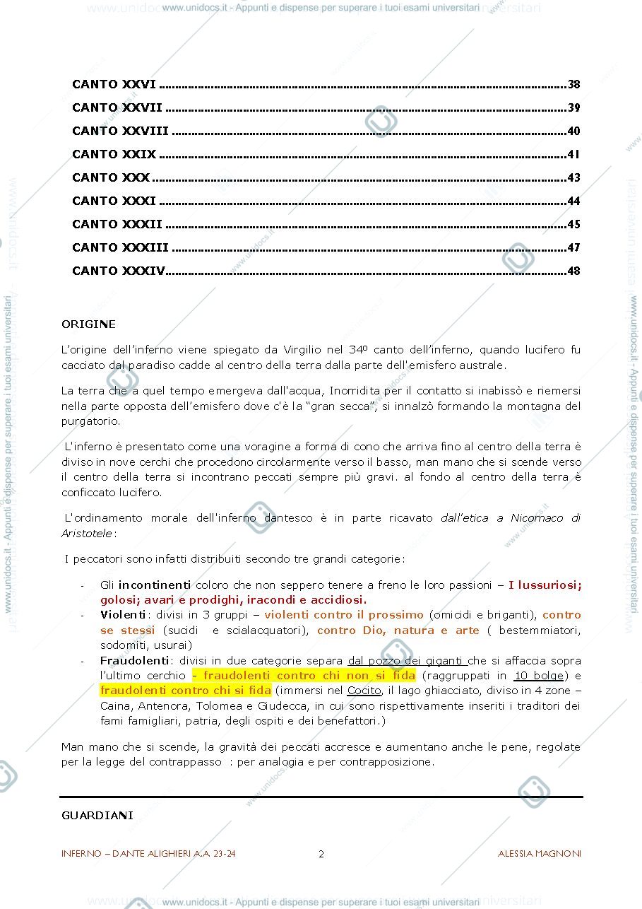 Anteprima pagina 2 — Appunti inferno dante