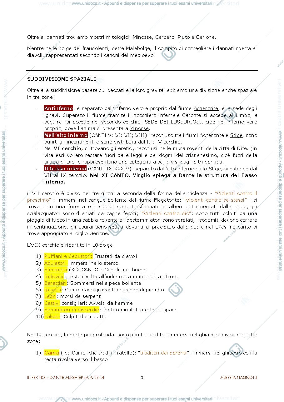 Anteprima pagina 3 — Appunti inferno dante