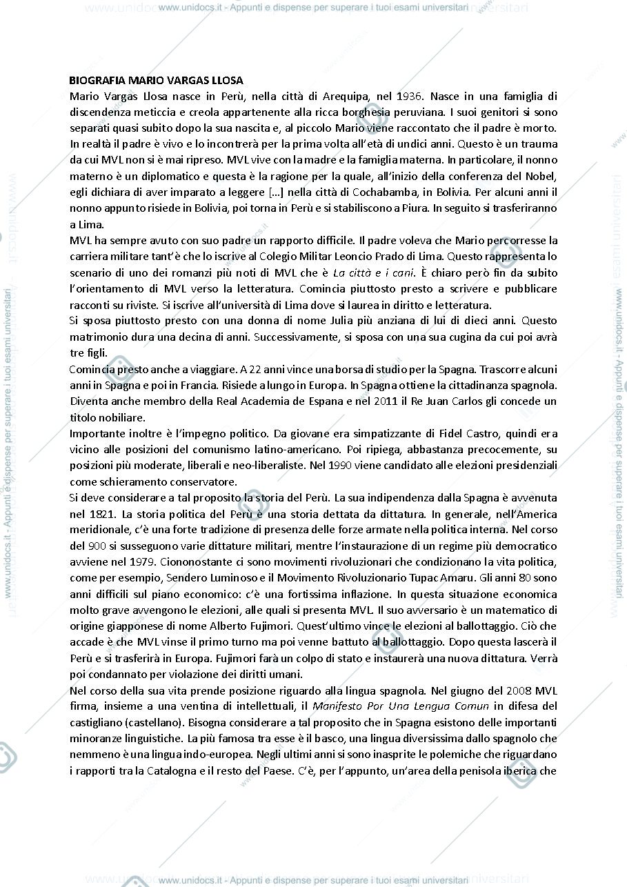 Anteprima pagina 1 — Mario Vargas Llosa e l'elogio della lettura e della finzione