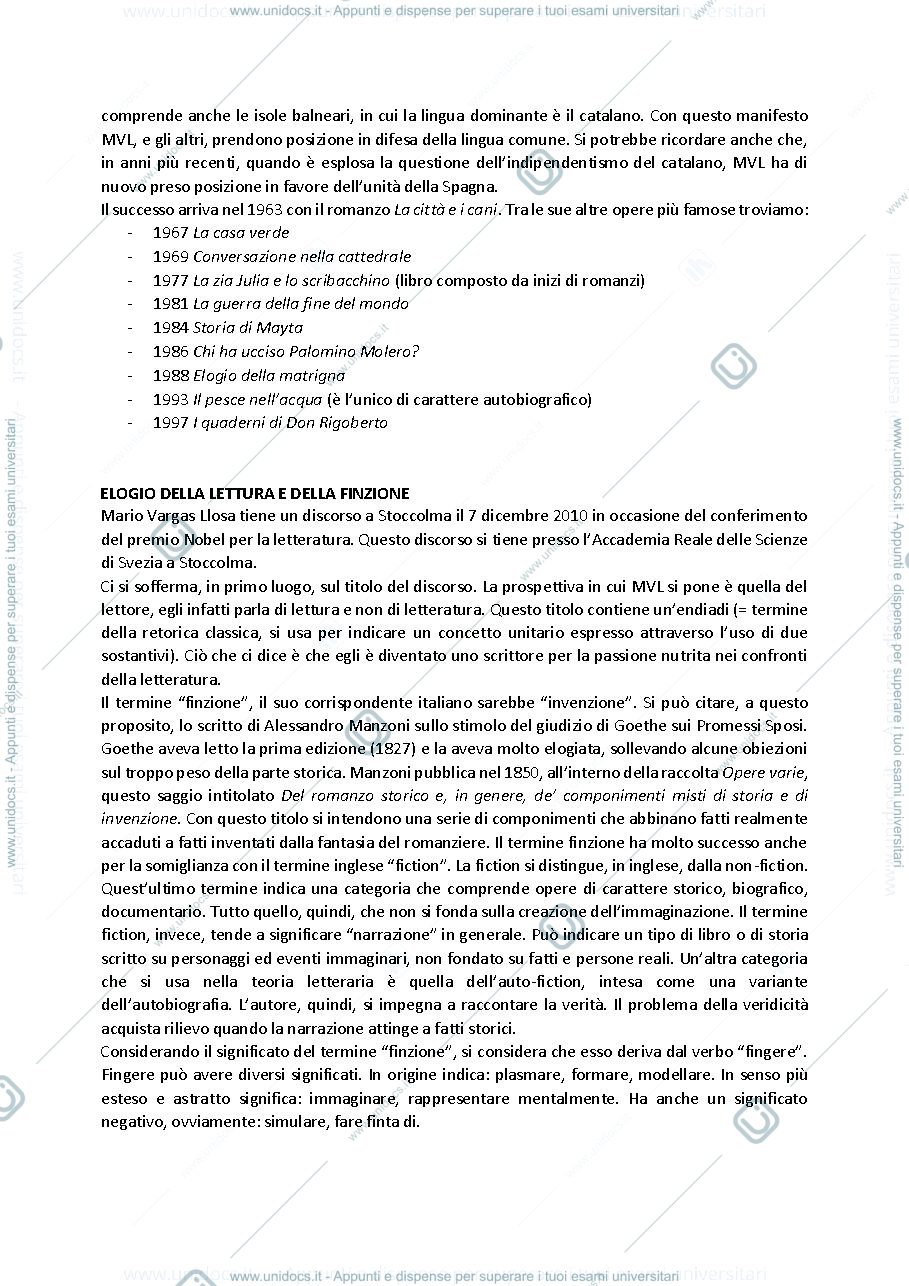 Anteprima pagina 2 — Mario Vargas Llosa e l'elogio della lettura e della finzione