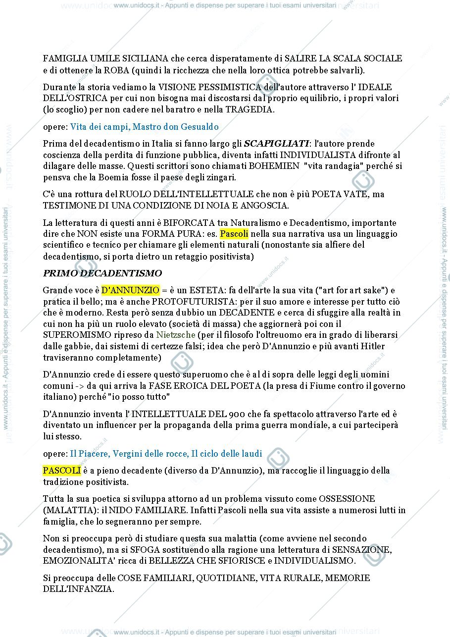 Anteprima pagina 3 — appunti di letteratura italiana contemporanea