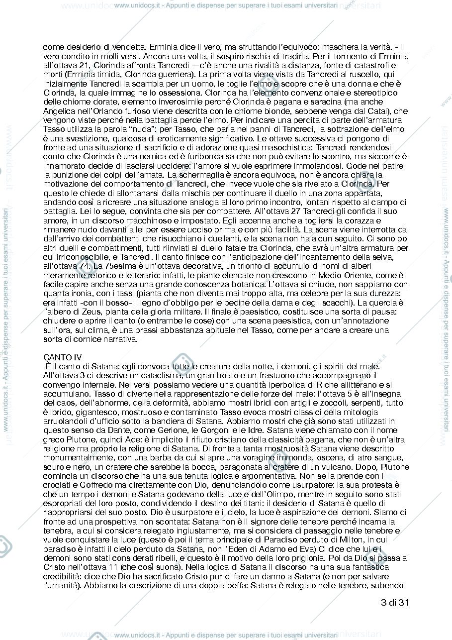 Anteprima pagina 3 — Gerusalemme liberata - riassunto per capitoli 