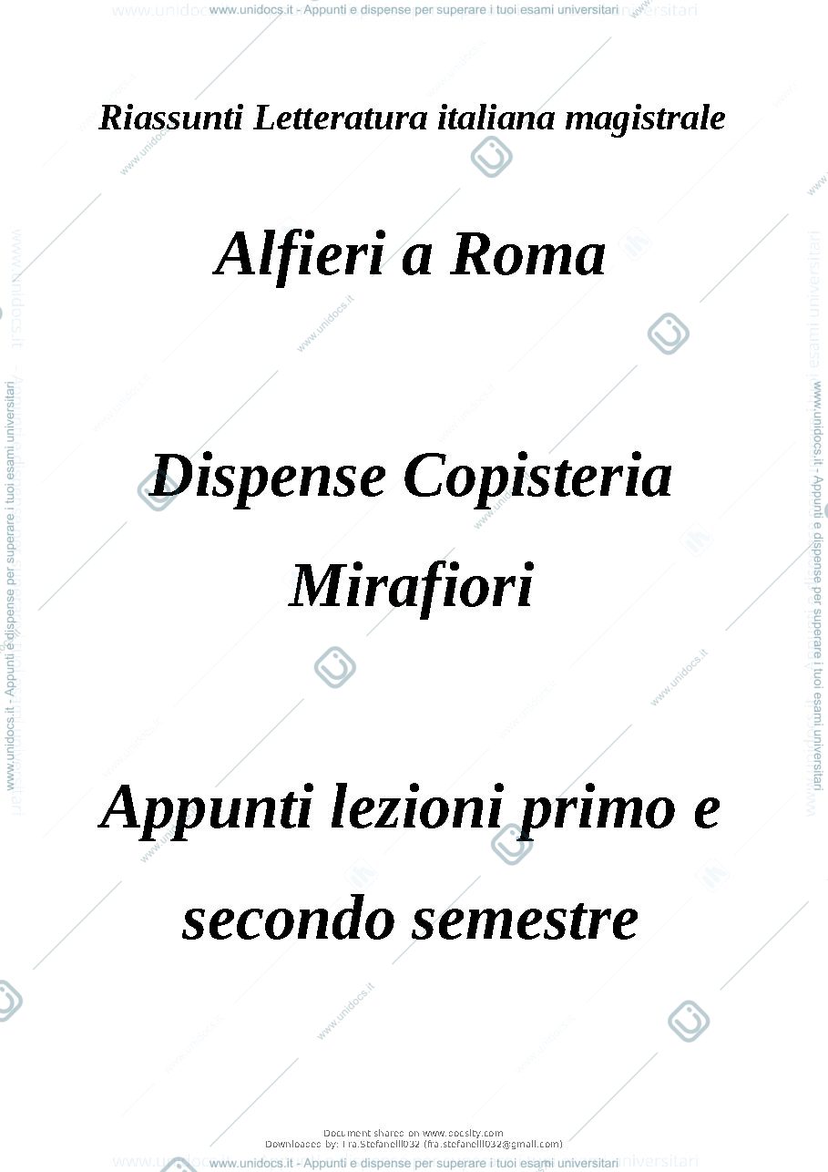 Anteprima pagina 2 — Riassunto Letteratura Italiana Magistrale - Programma Alfieri