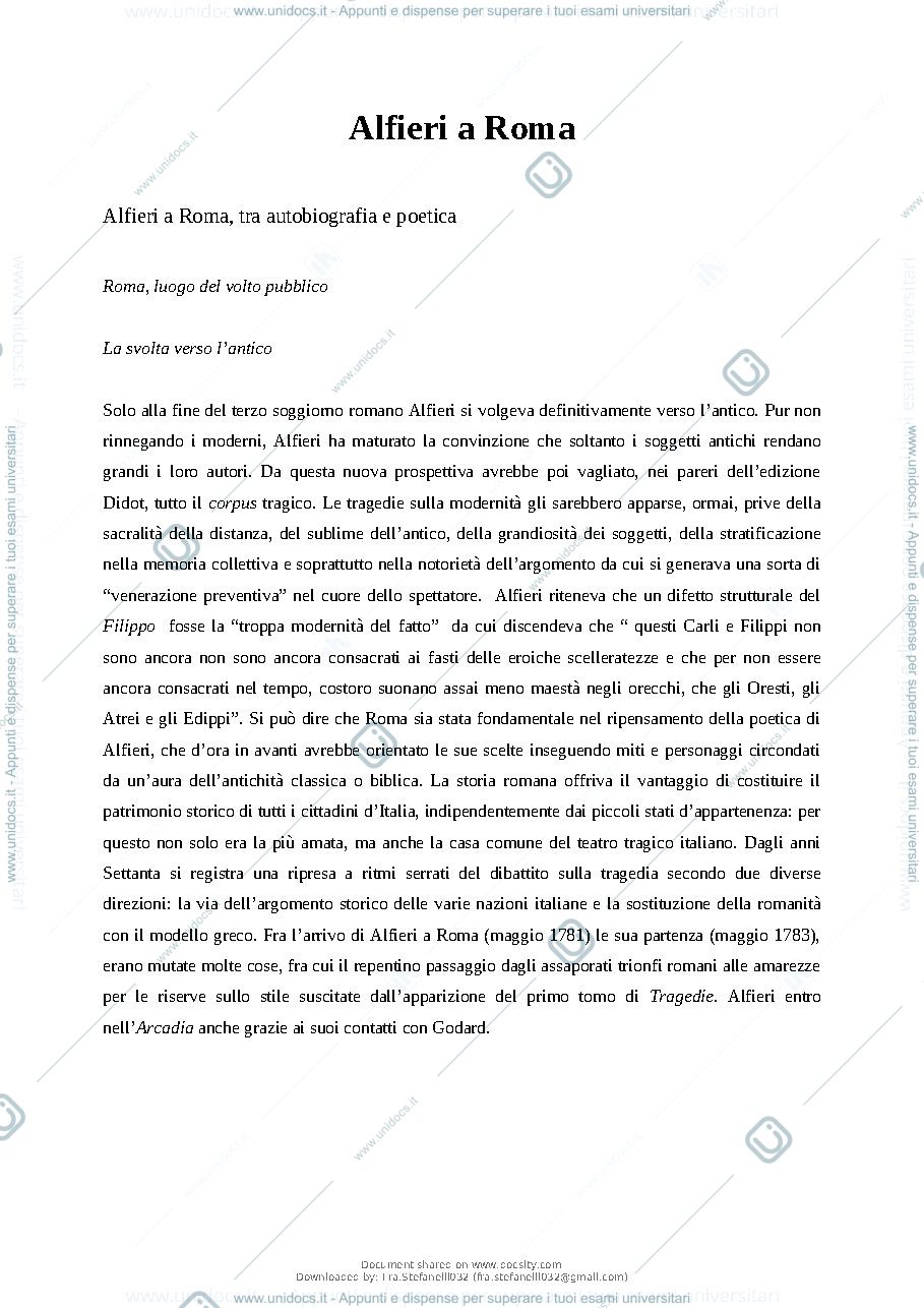 Anteprima pagina 3 — Riassunto Letteratura Italiana Magistrale - Programma Alfieri