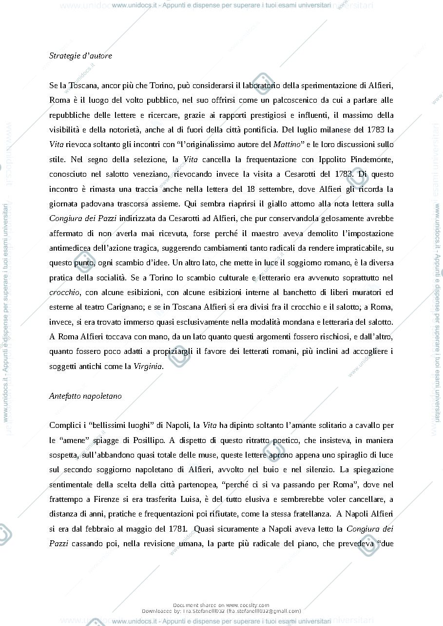 Anteprima pagina 4 — Riassunto Letteratura Italiana Magistrale - Programma Alfieri