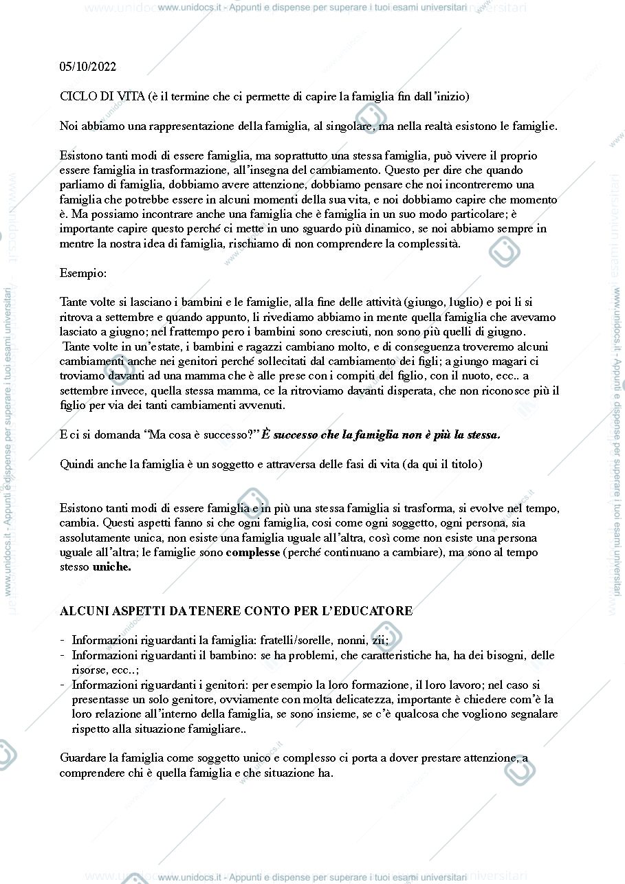 Anteprima pagina 1 — pedagogia della famiglia libro secondo semestre
