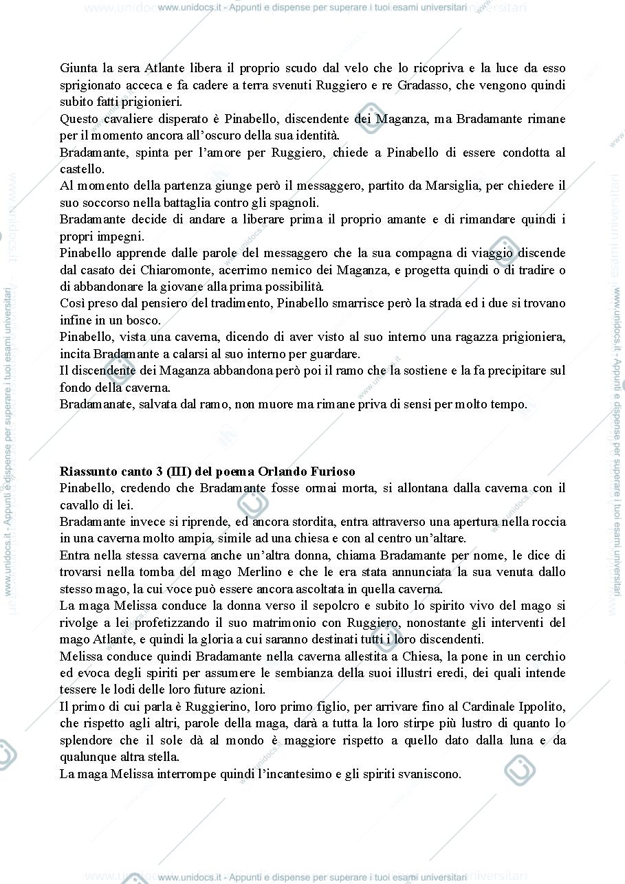 Anteprima pagina 3 — riassunto Orlando Furioso