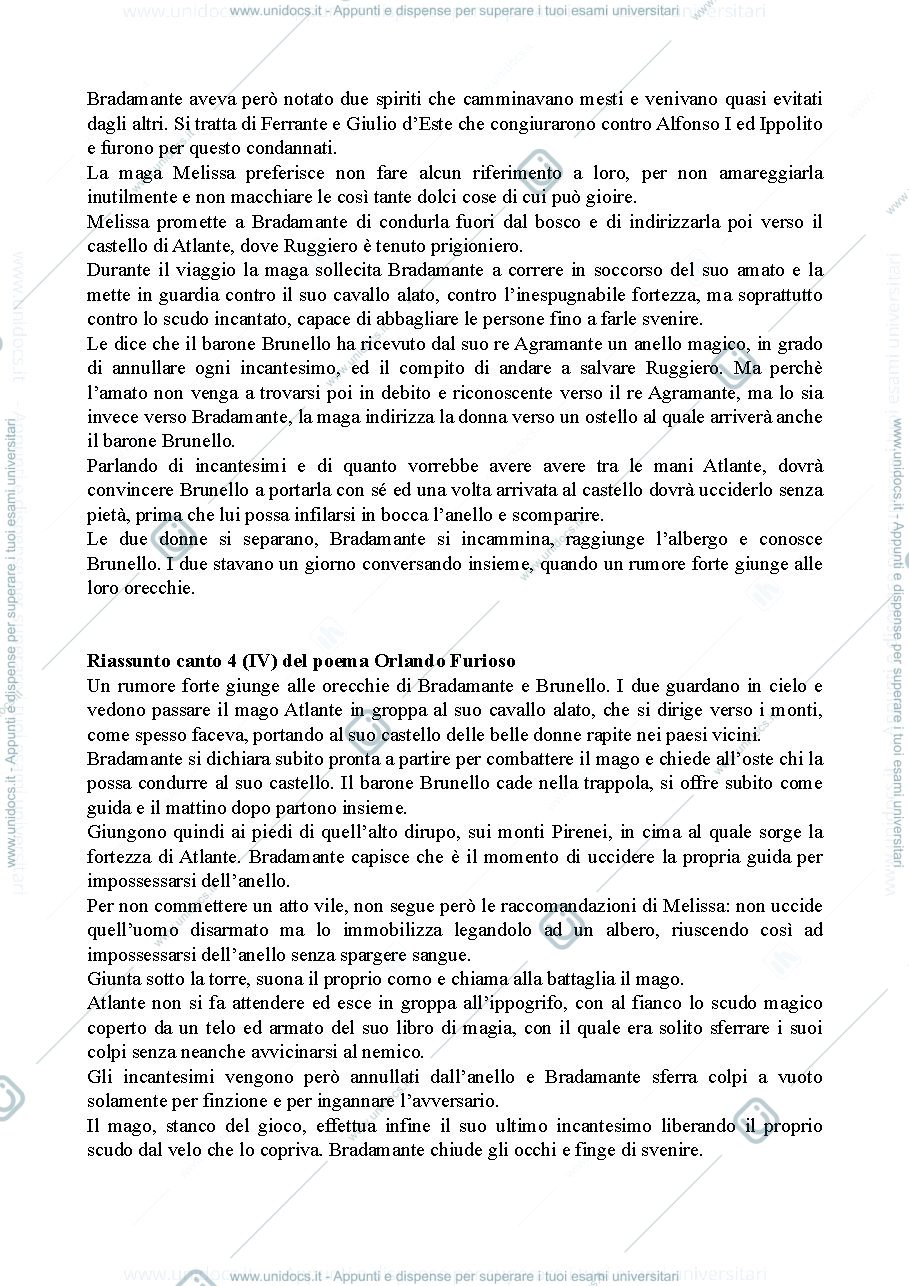 Anteprima pagina 4 — riassunto Orlando Furioso