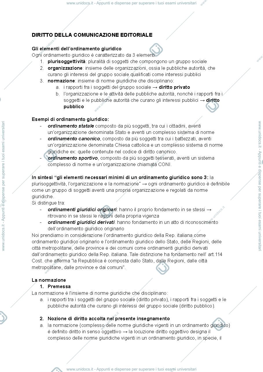 Anteprima pagina 1 — Diritto della comunicazione editoriale