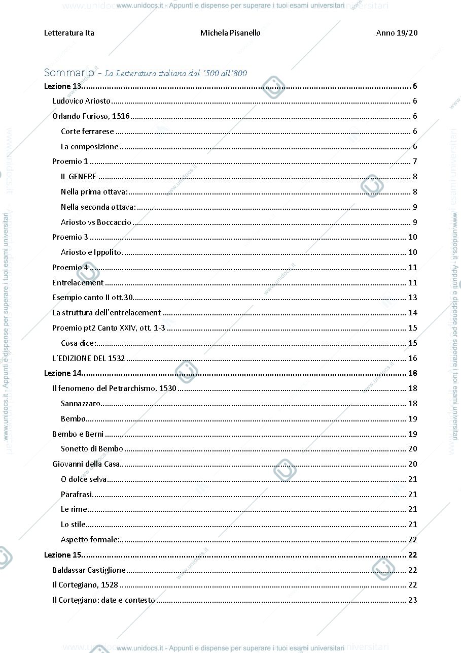 Anteprima pagina 1 — Letteratura Italiana Modulo B