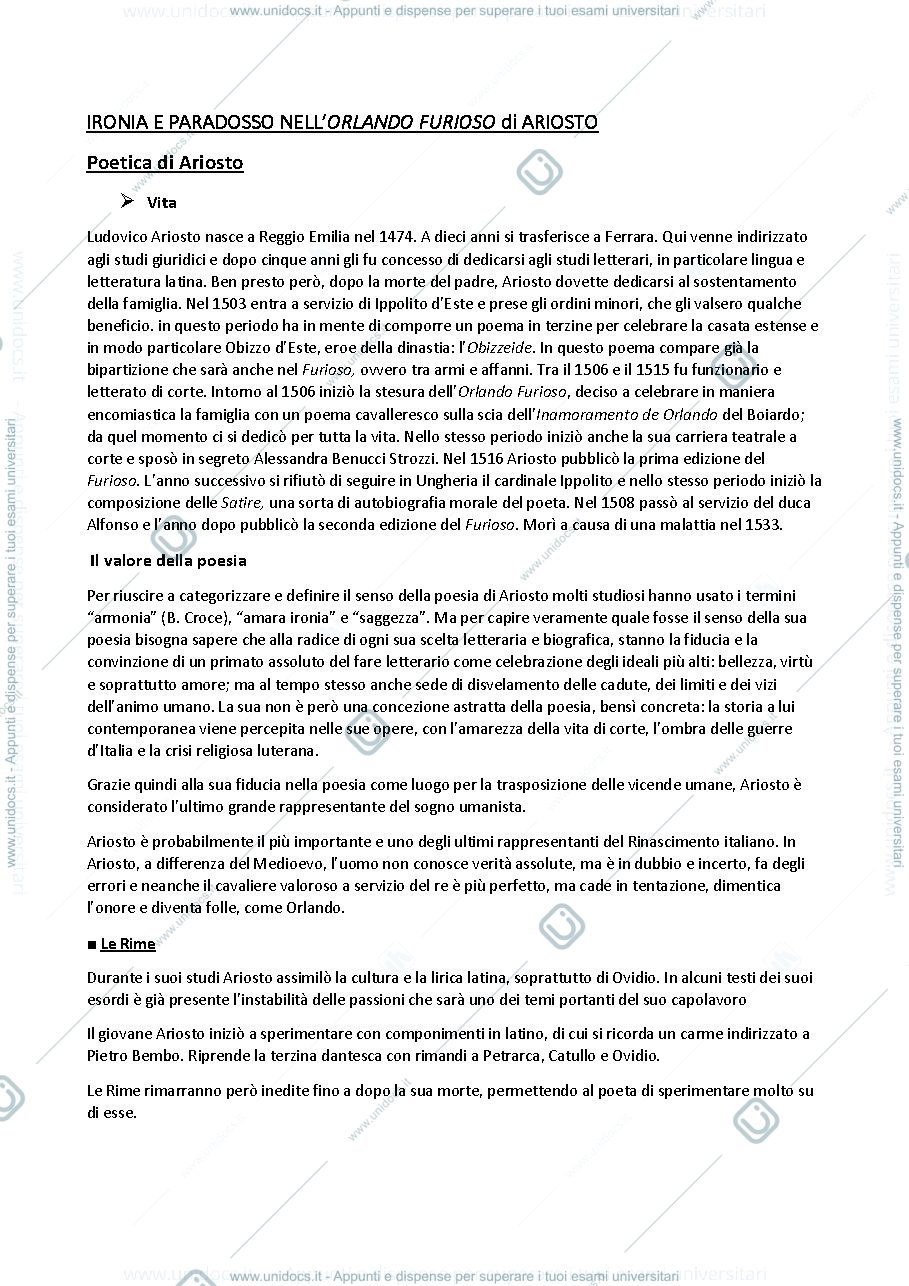 Anteprima pagina 2 — Appunti MODULO B LETTERATURA ITALIANA A (FEDI) aa. 2018/2019