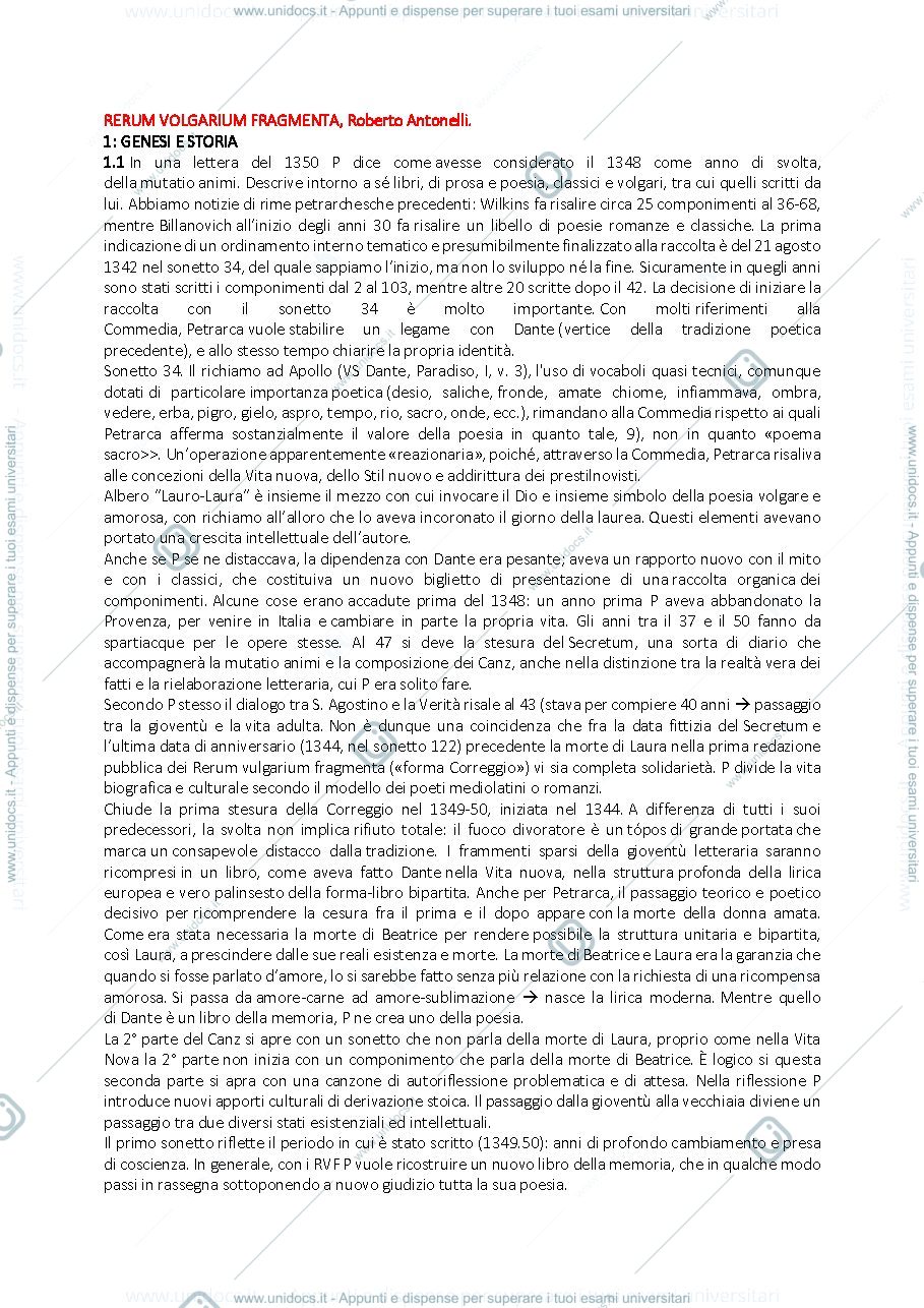 Anteprima pagina 1 — Roberto Antonelli, Rerum Volgarium Fragmenta