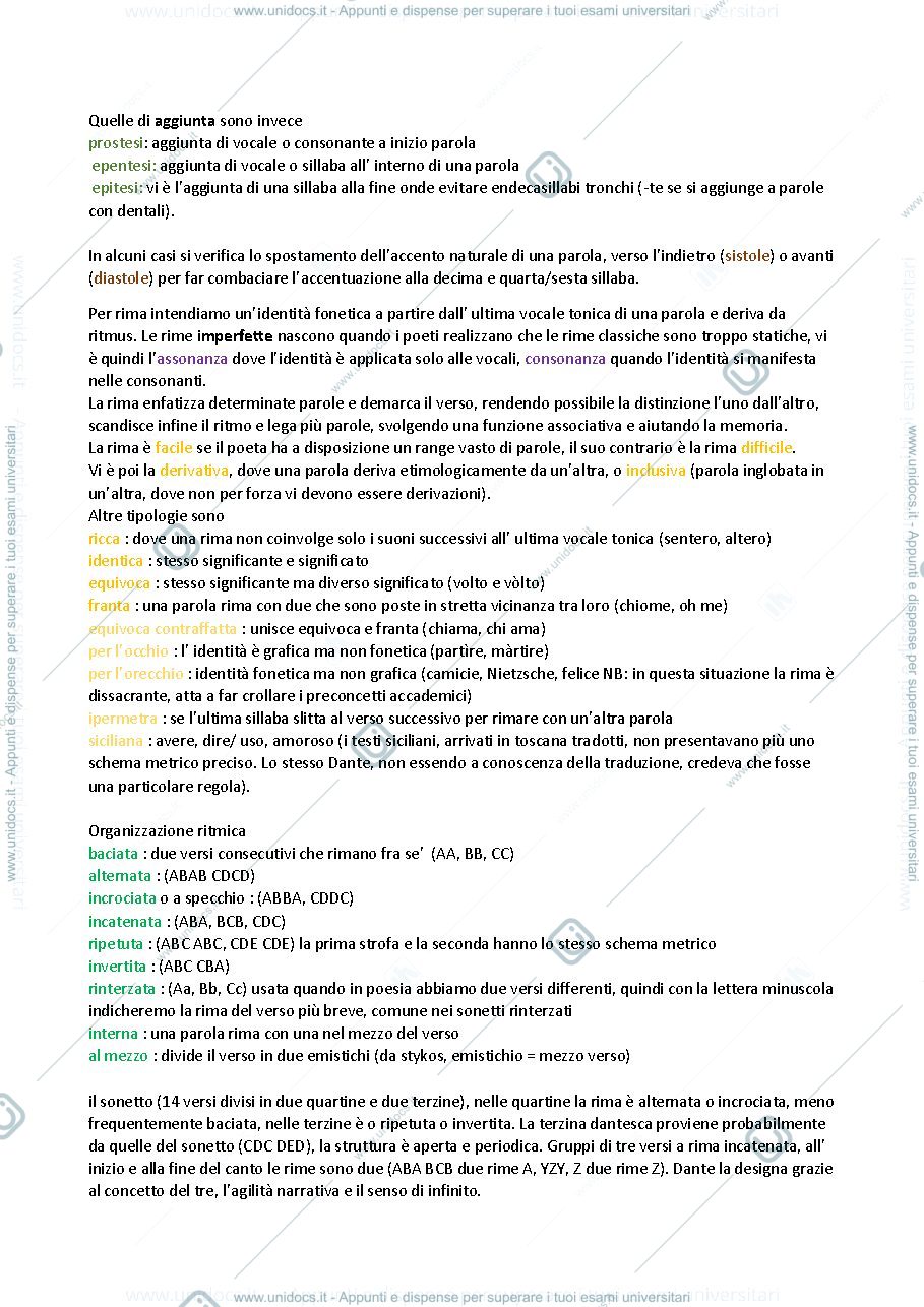 Anteprima pagina 2 — Letteratura italiana (metrica e retorica)