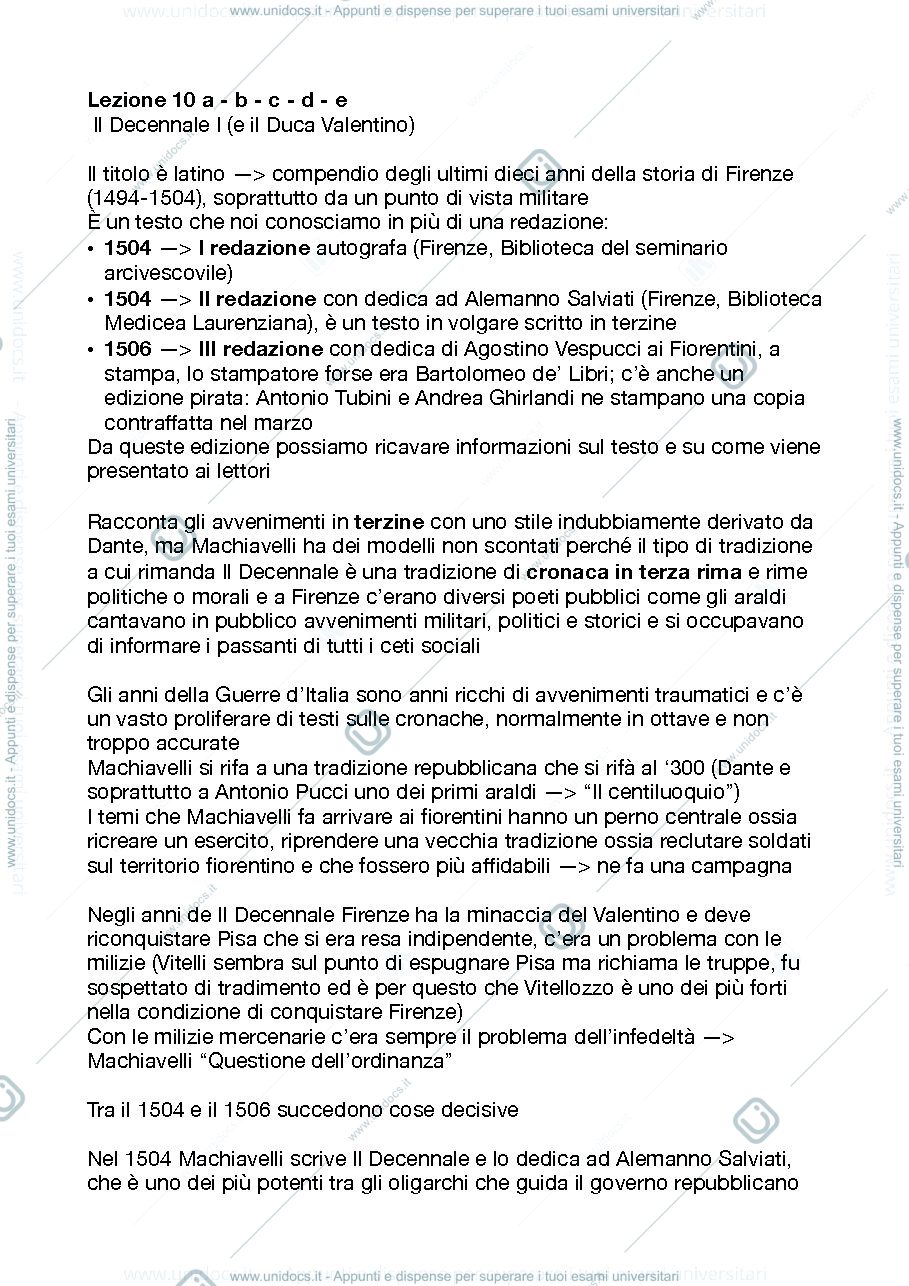Anteprima pagina 1 — Appunti lezioni letteratura italiana
