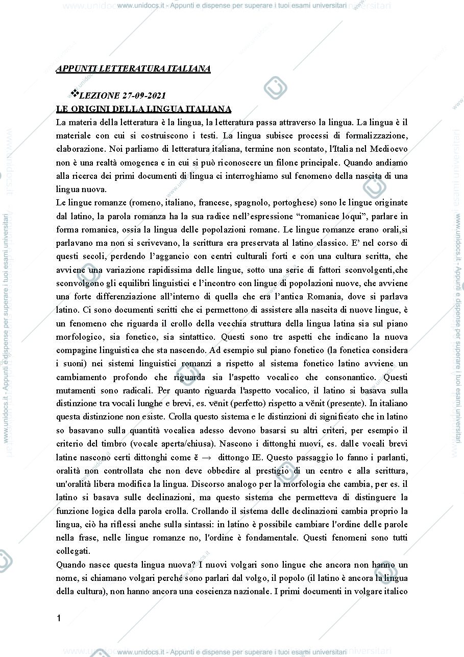 Anteprima pagina 1 — Letteratura italiana