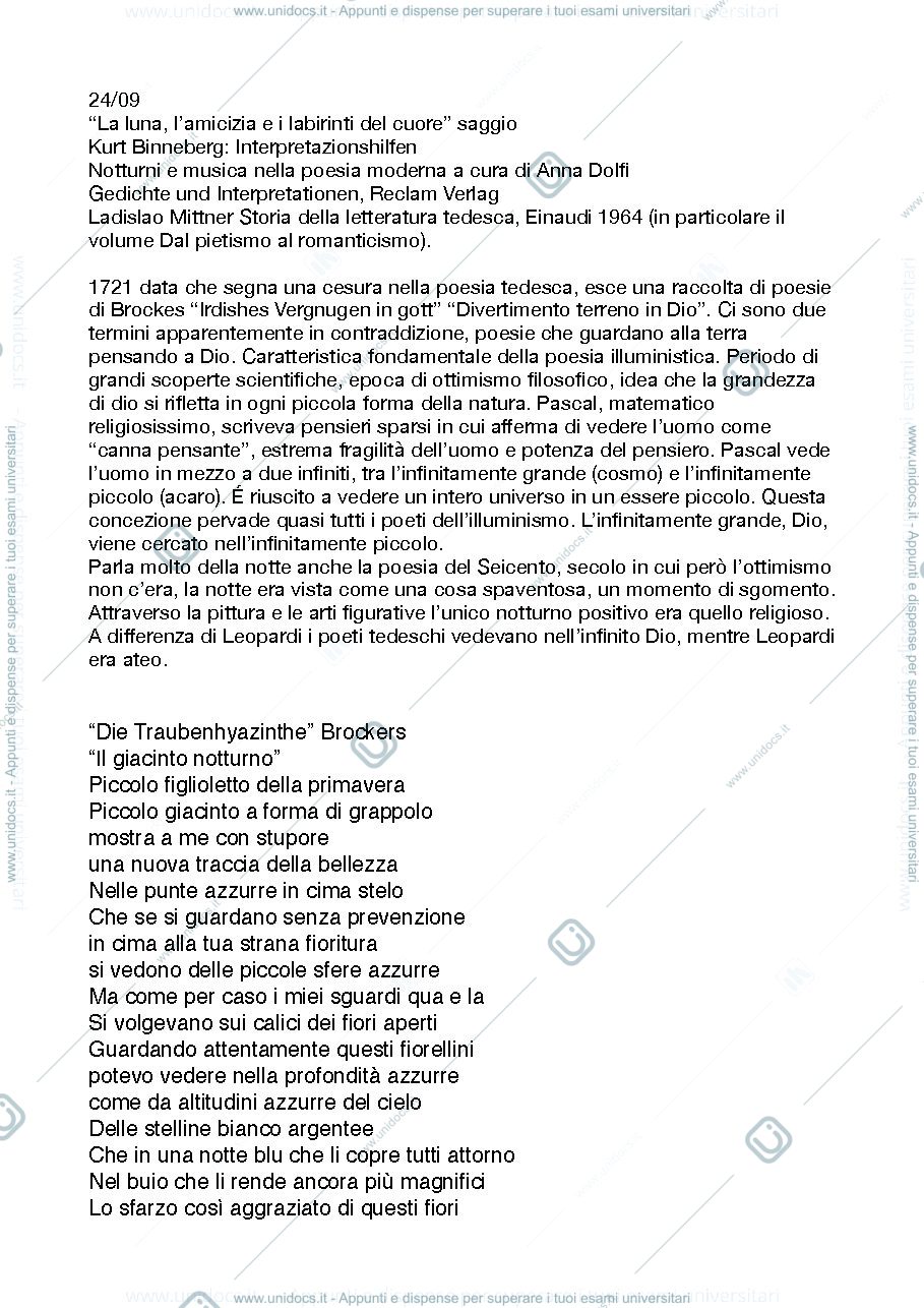 Anteprima pagina 1 — Appunti letteratura tedesca 