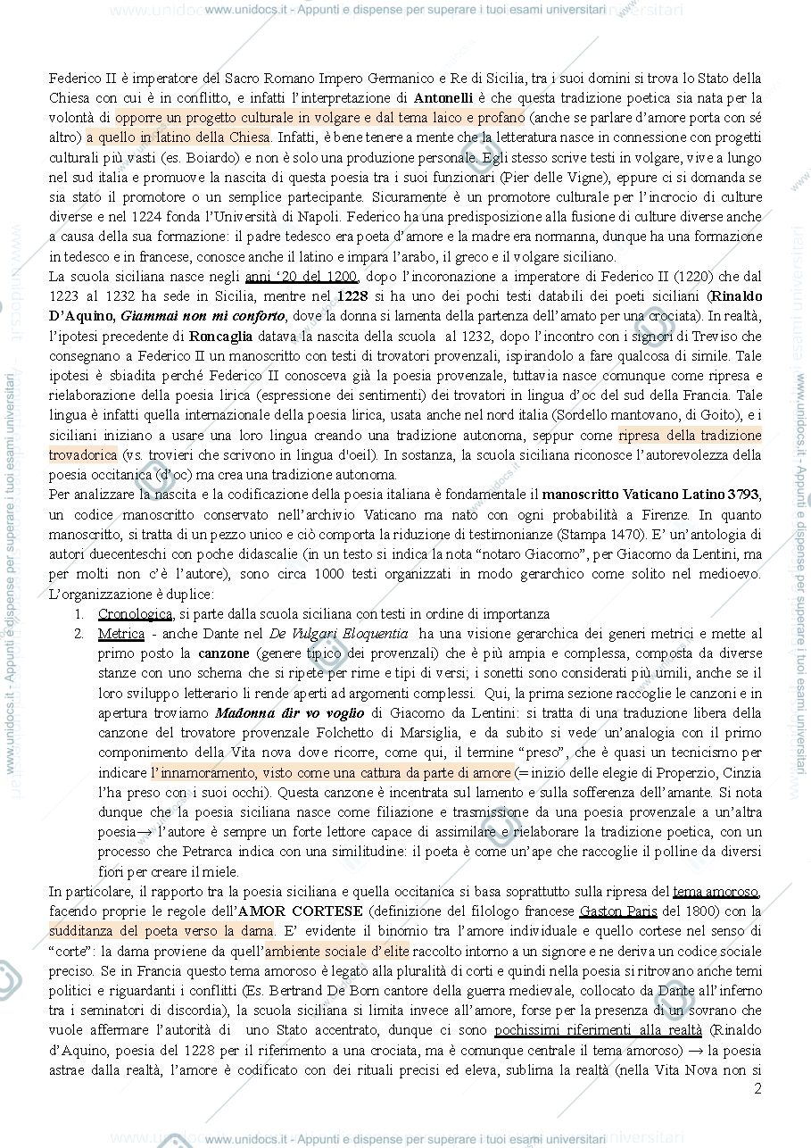 Anteprima pagina 2 — Letteratura italiana 1200-1600