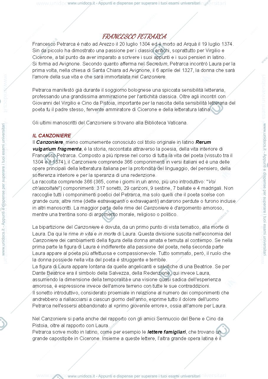 Anteprima pagina 1 — Francesco Petrarca