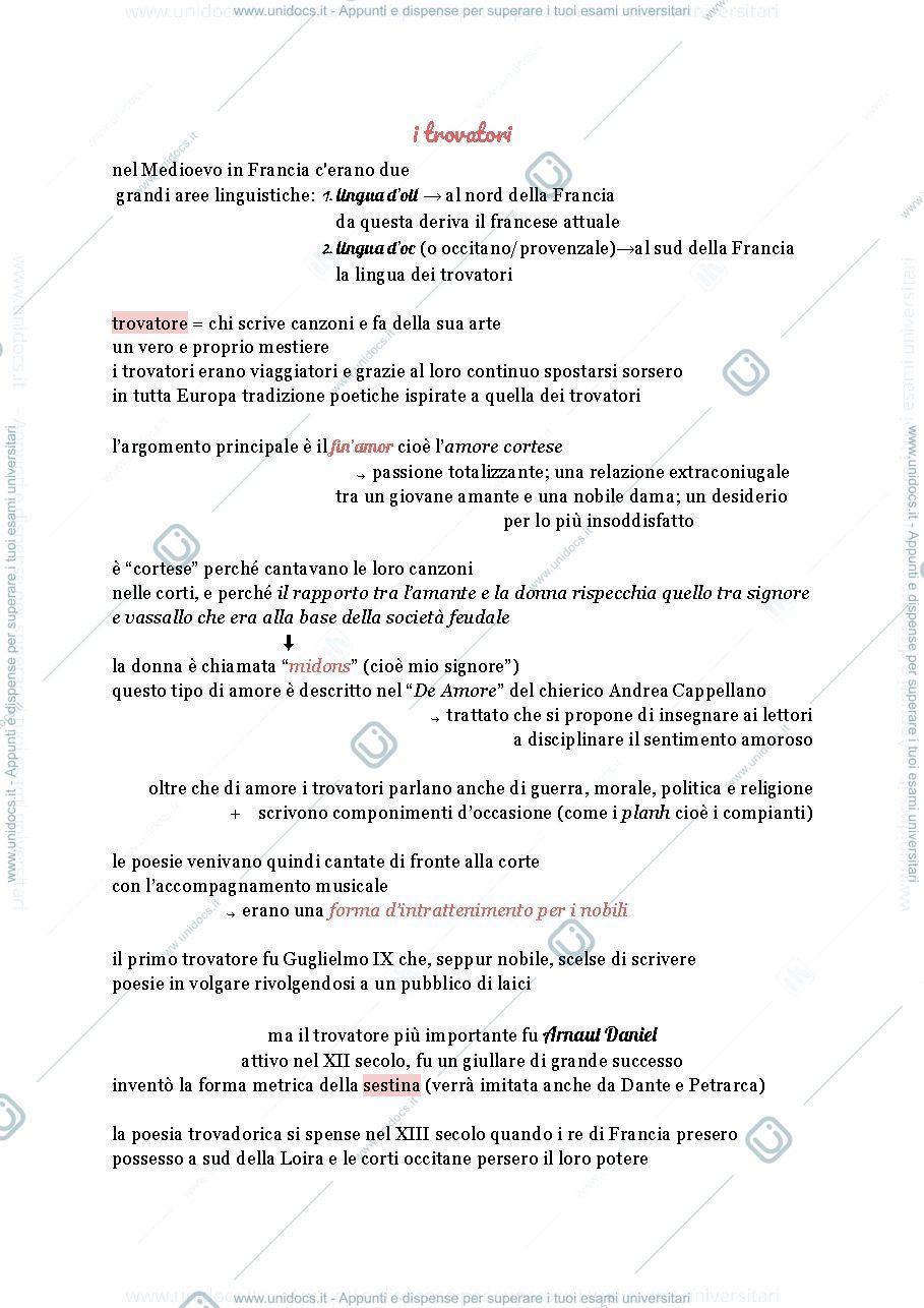Anteprima pagina 3 — letteratura italiana dalle origini al 500