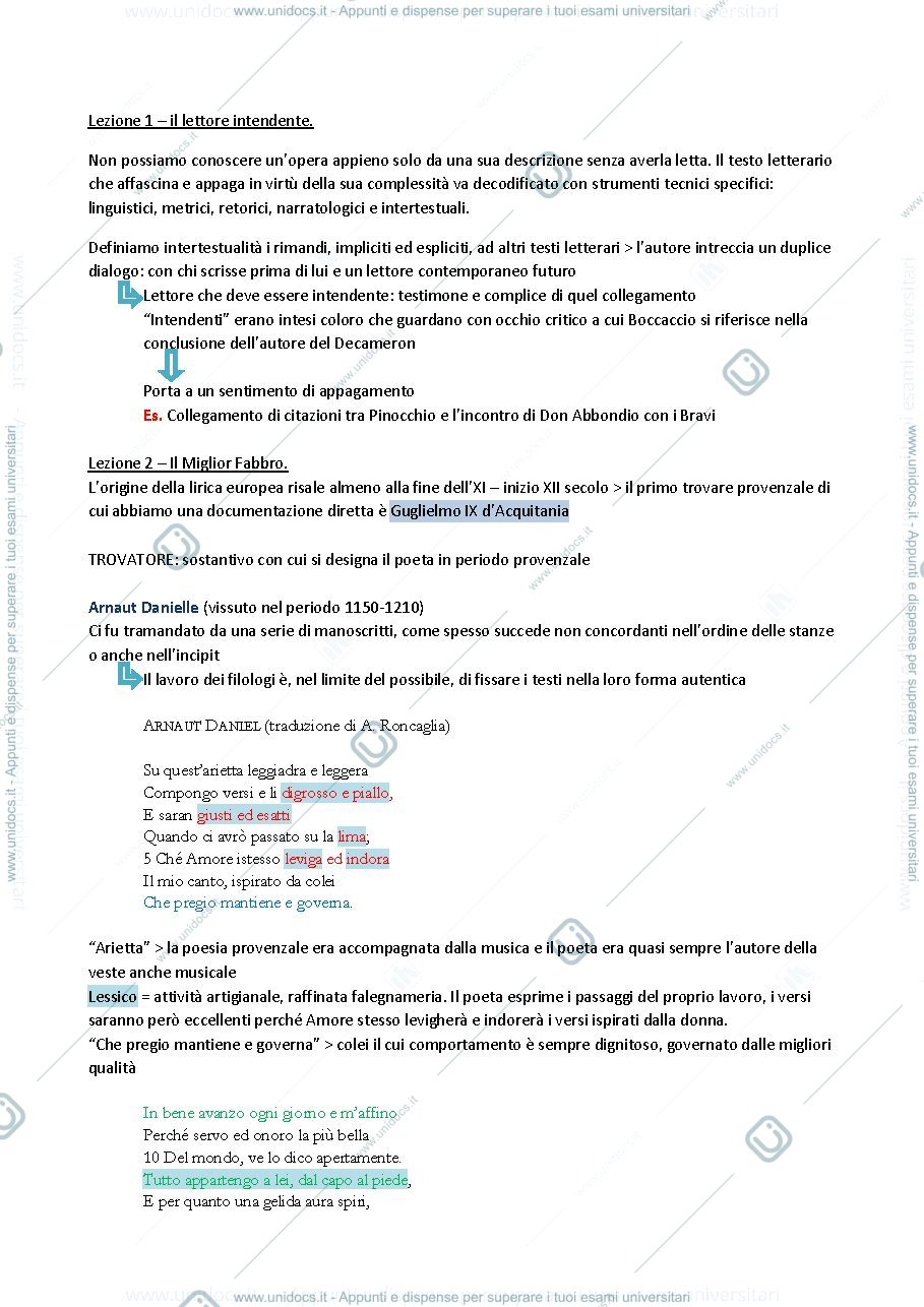 Anteprima pagina 1 — Letteratura Italiana 