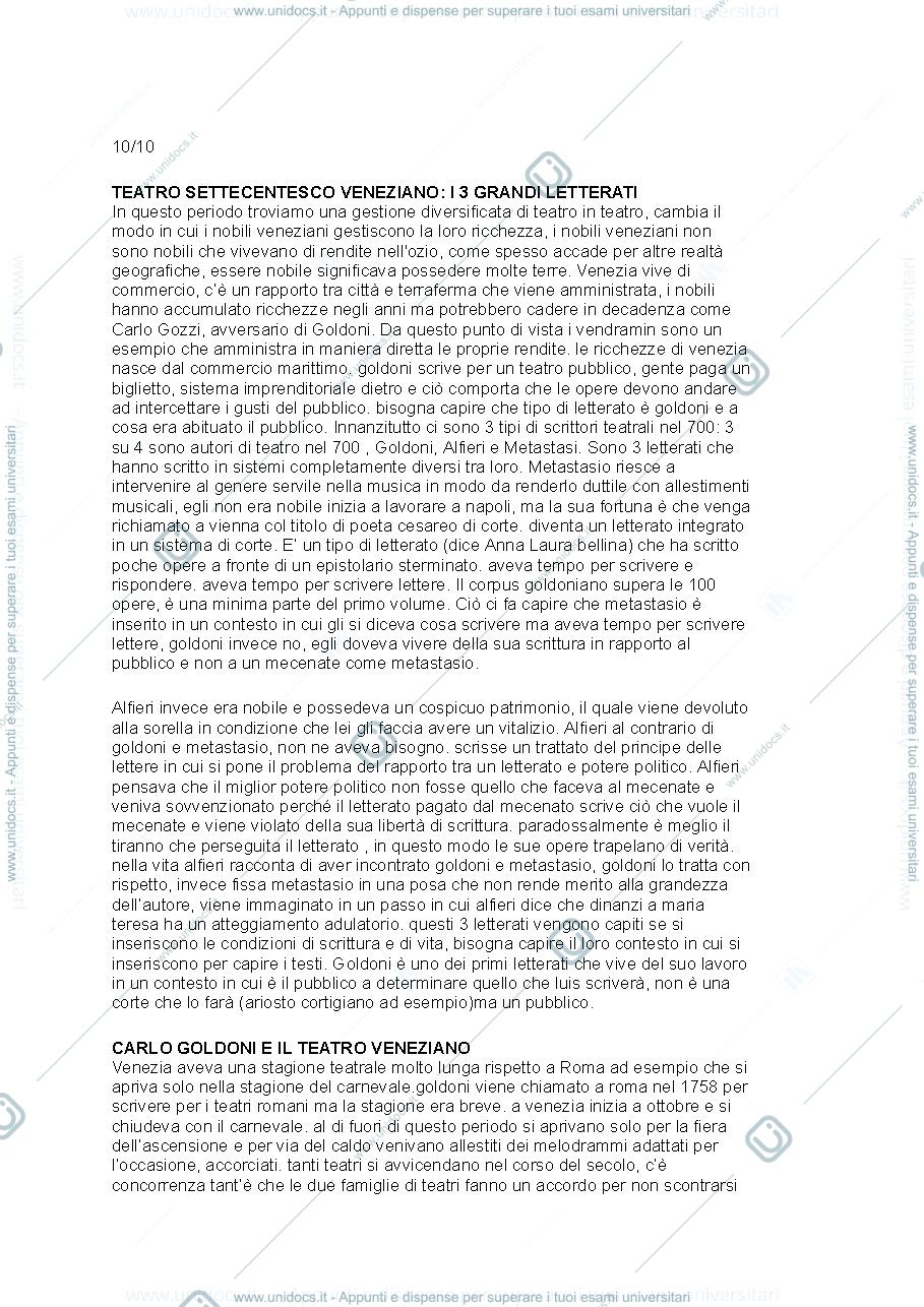 Anteprima pagina 1 — LETTERATURA ITALIANA I